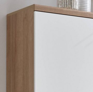 Furn.Design Vitrine Helge (in weiß und Eiche Riviera, 50 x 197 cm) skandinavisches Design