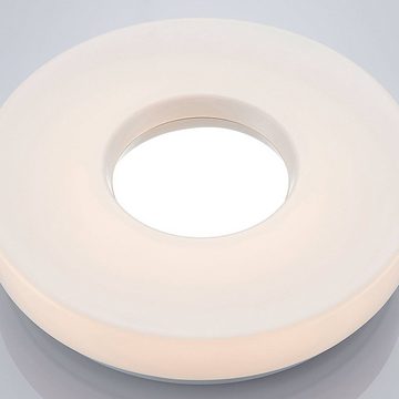 Lindby LED Deckenleuchte Florentina, LED-Leuchtmittel fest verbaut, warmweiß, Modern, Acryl, Aluminium, weiß, chrom, 1 flammig, inkl. Leuchtmittel