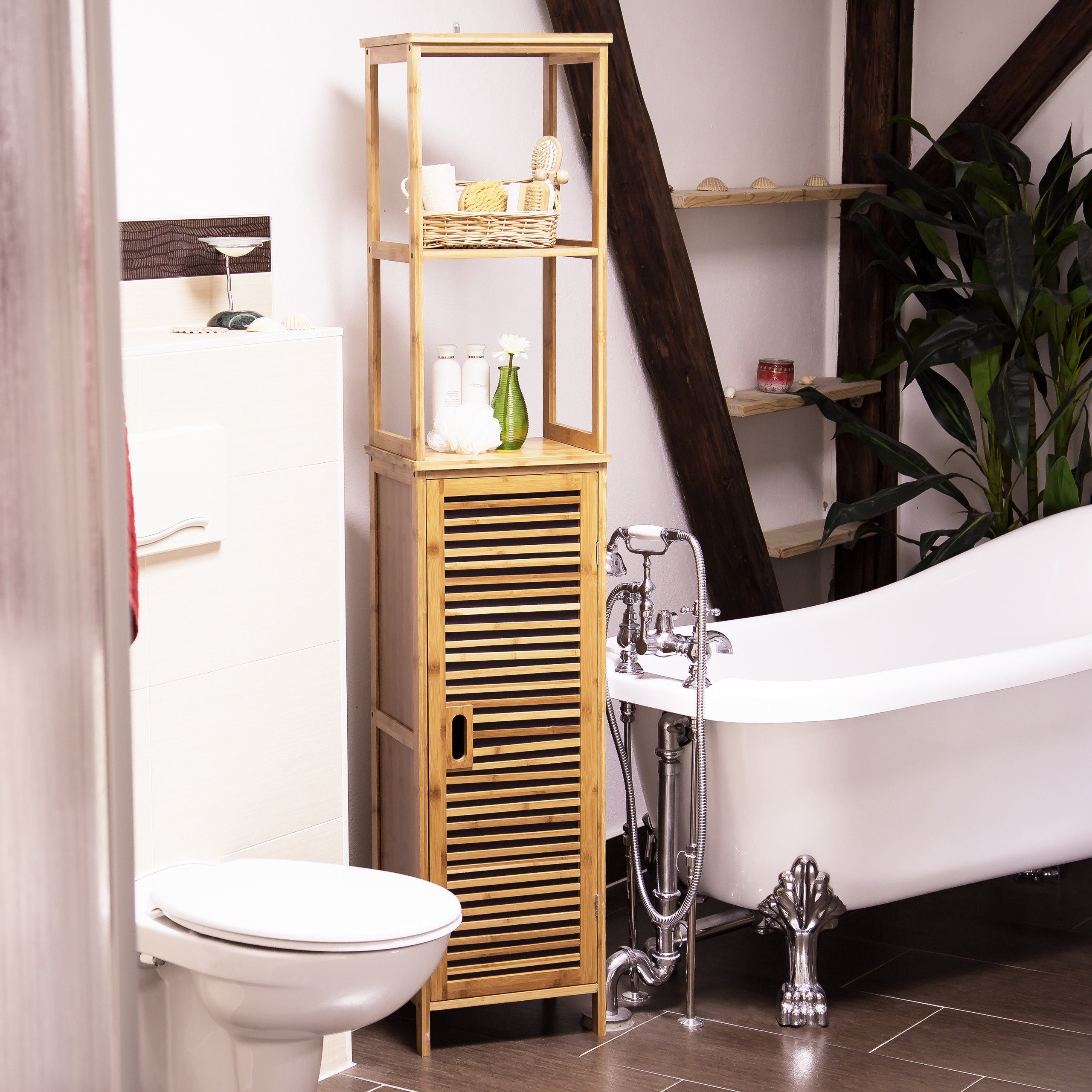 relaxdays Badregal Bambus 5 Ablage günstig online kaufen