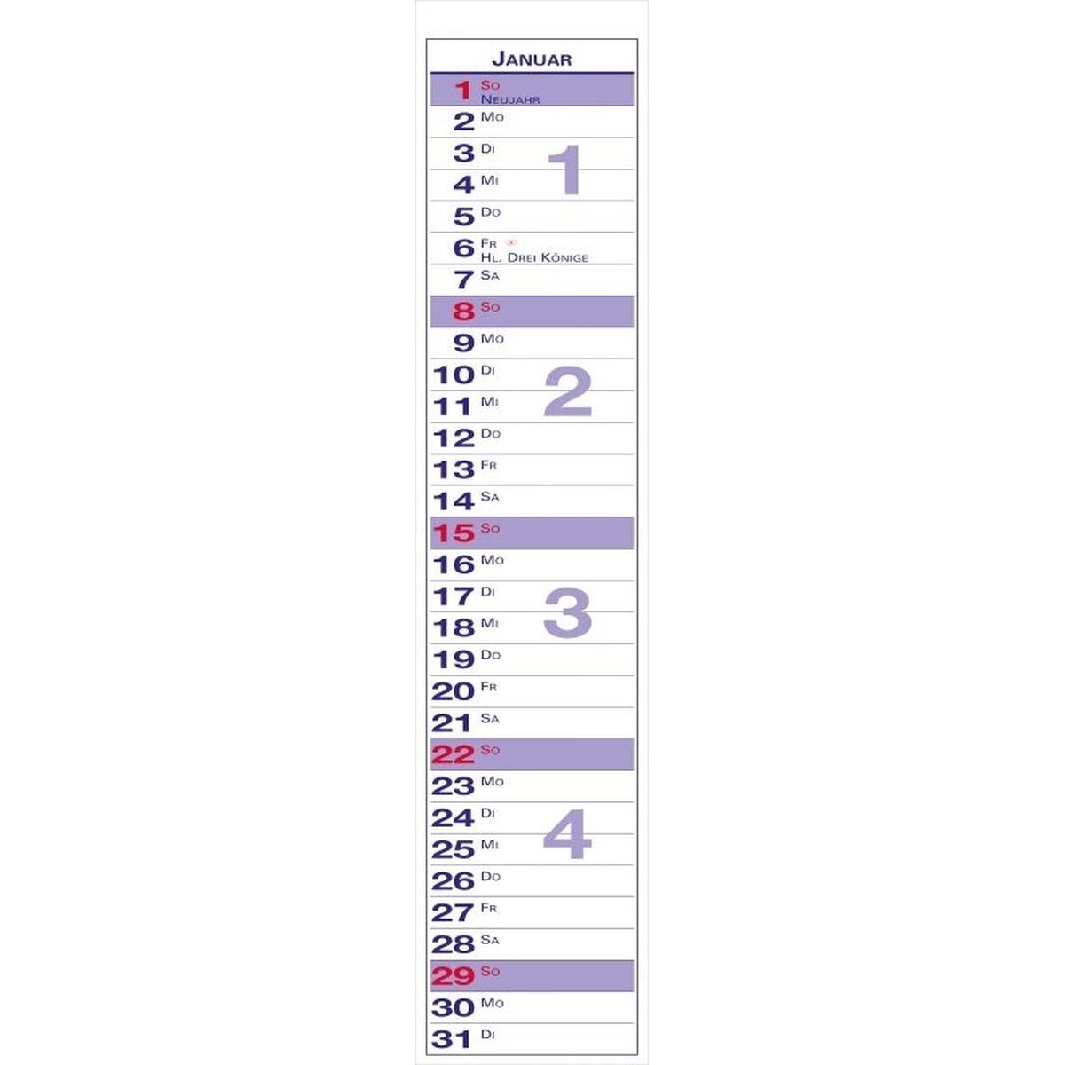 GÜSS Kalender Jahresplaner Streifenkalender Kalendarium 2027