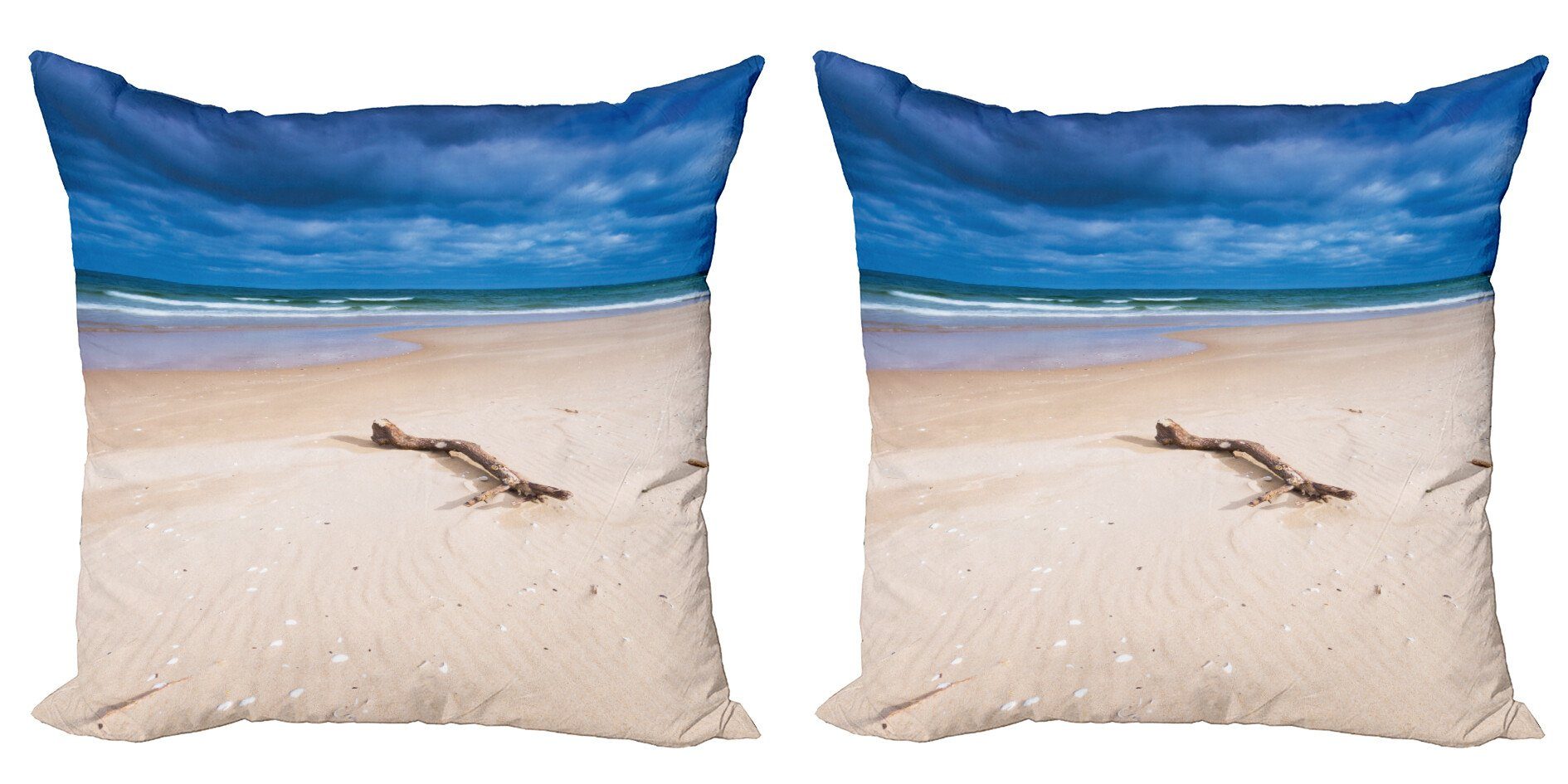 Kissenbezüge Modern Accent Doppelseitiger Digitaldruck, Abakuhaus (2 Stück), Schwemmholz Verlassene Sandy Beach