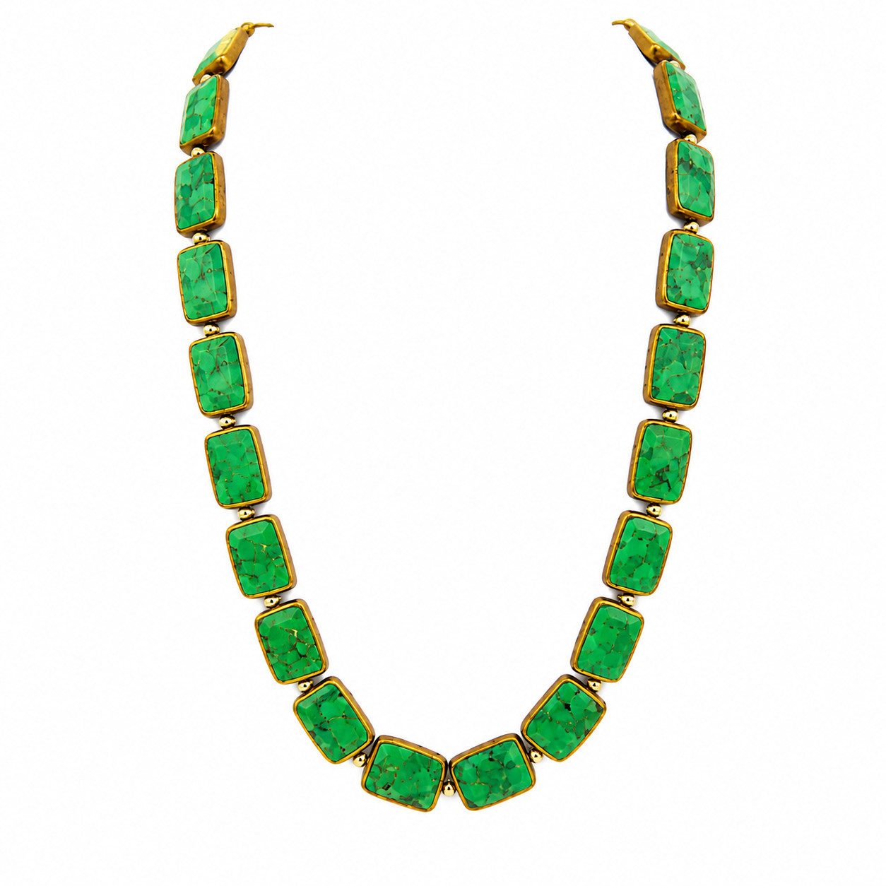 Sogni d'oro Collier "Türkis Mosaik" aus Türkis und Kupfer, Gelbgold 375