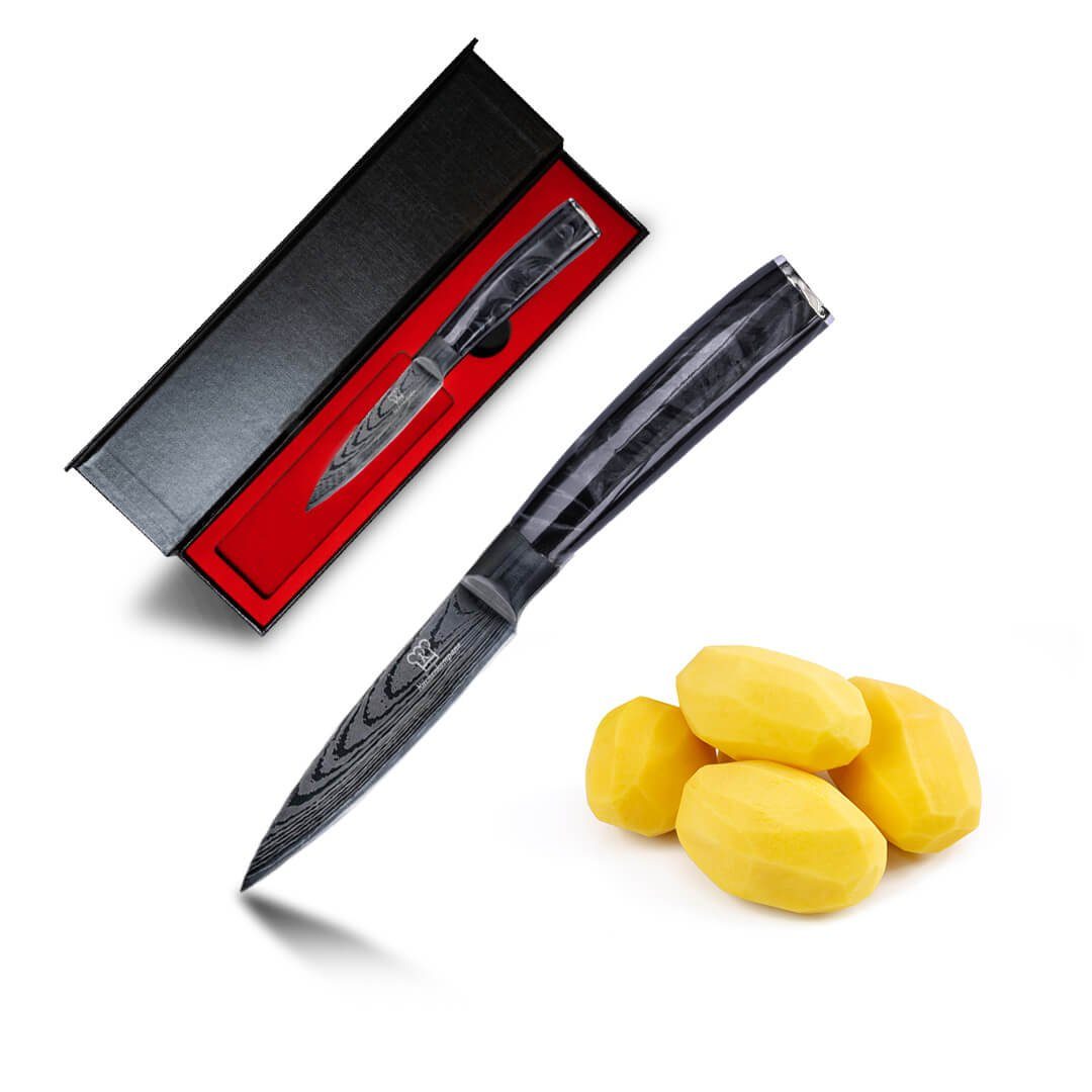 Küchenkompane Gemüsemesser Profi Petty Messer Kuro – 10 cm – Damast-Optik – Inkl. Box