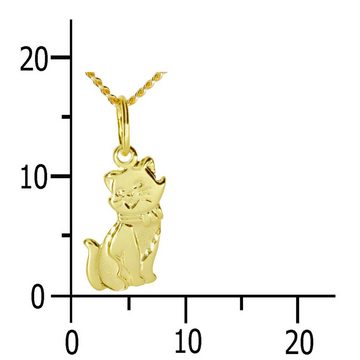 OSTSEE-SCHMUCK Kette mit Anhänger - Katze - Gold 333/000 -, (2-tlg)