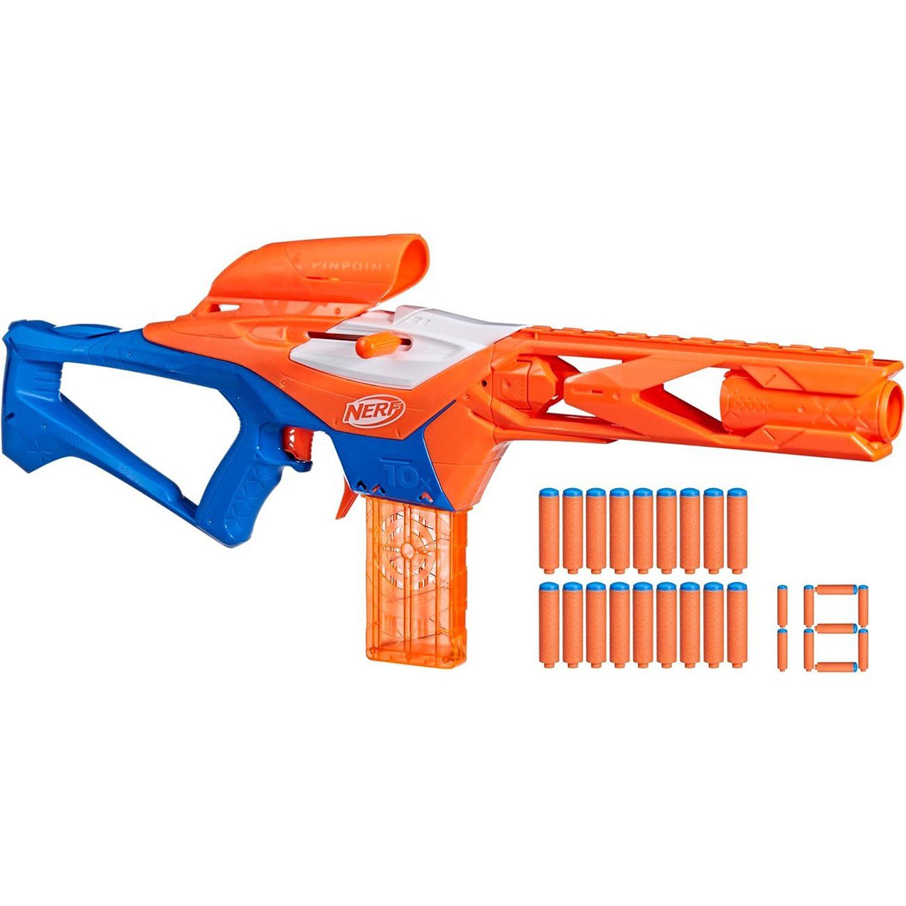 Hasbro Blaster Präzisions-Bolzen-Blaster mit 10-Dart Clip-Magazin, Der Nerf N Series Pinpoint bietet präzise Bolzen-Action, ein integrie