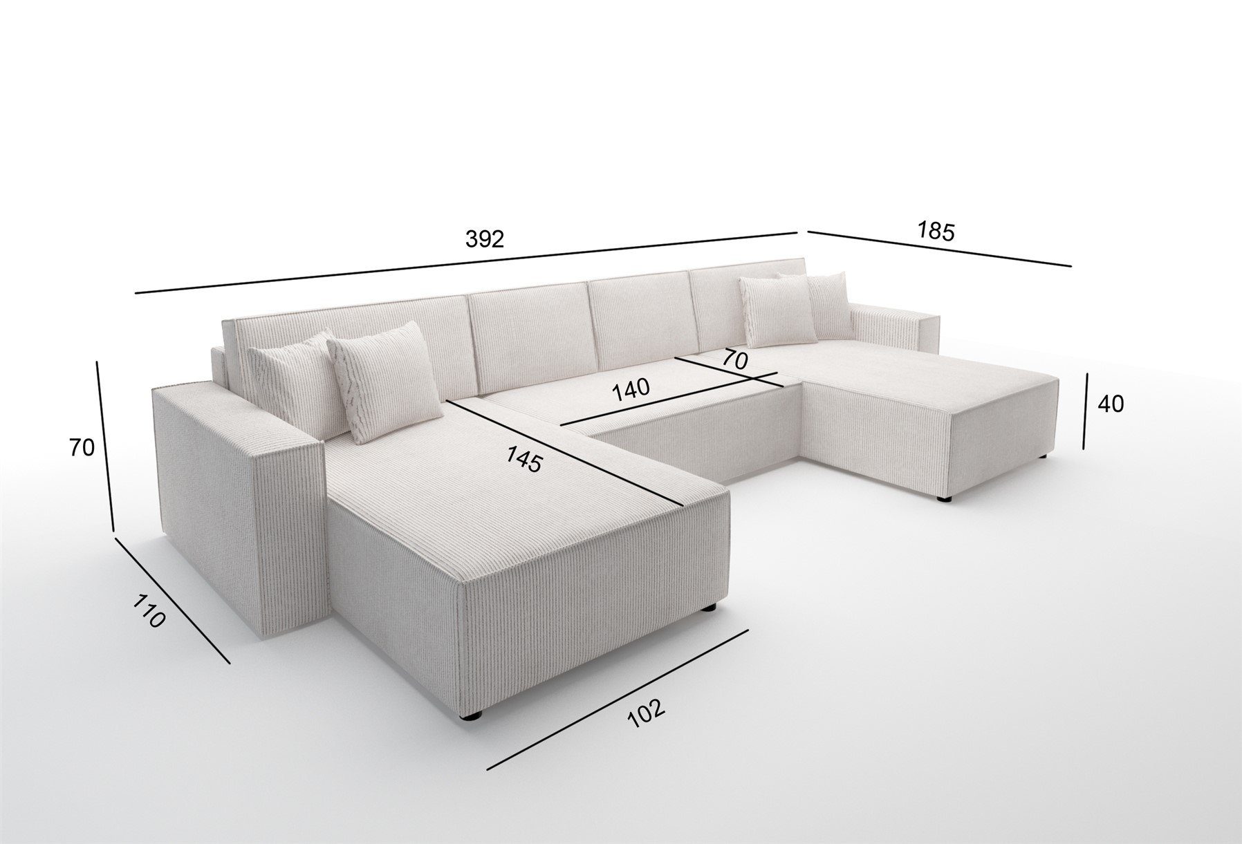 inkl. Wohnlandschaft mit 4 Bettkasten Schlaffunktion, CONOR Fun Wohnlandschaft Zierkissen, mit Möbel