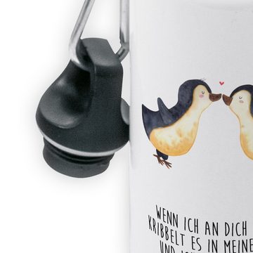 Mr. & Mrs. Panda Trinkflasche Pinguine Kuss - Weiß - Geschenk, Liebesgeschenk, Liebesbeweis, Partne, Leicht zu öffnen