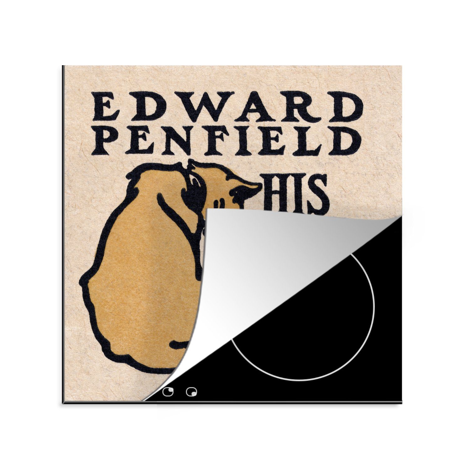 MuchoWow Herdblende-/Abdeckplatte Sein Buch - Gemälde von Edward Penfield, Vinyl, (1 tlg), 78x78 cm, Ceranfeldabdeckung, Arbeitsplatte für küche