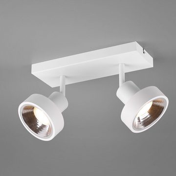 etc-shop LED Deckenspot, Leuchtmittel nicht inklusive, Deckenlampe Spotleiste 2-flammig Metall weiß matt schwenkbare Strahler