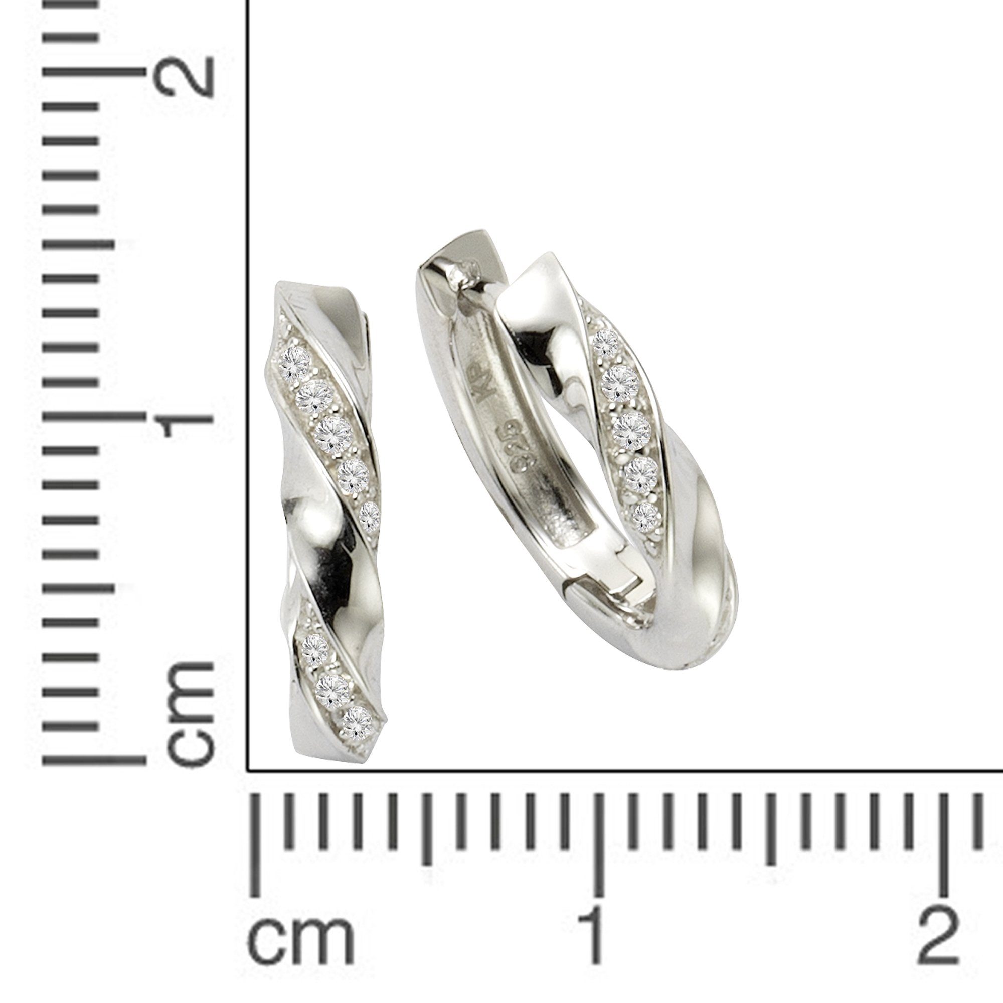 Zeeme Paar Creolen Silber 925 Zirkonia weiß günstig online kaufen