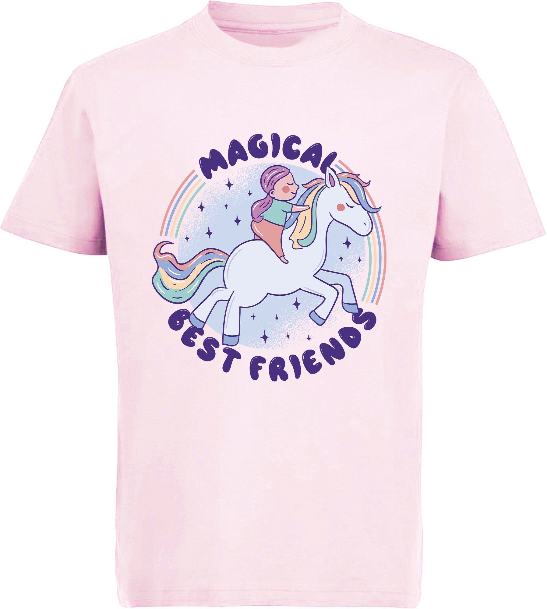 Print-Shirt bedrucktes Kinder Mädchen T-Shirt - Cartoon Pferd mit Reiterin