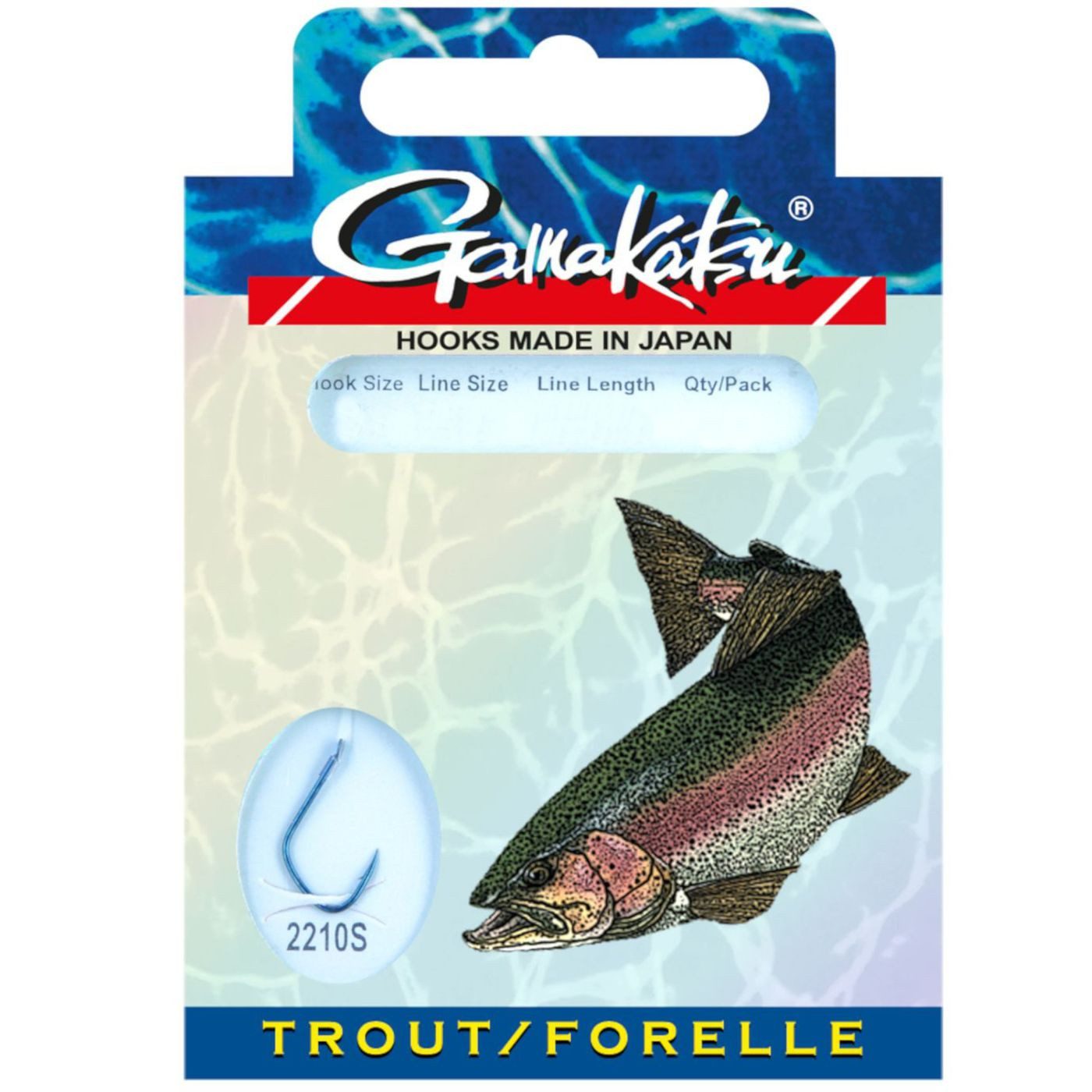 Forellenhaken Gamakatsu Forelle LS-2210 45cm Blau - 10 gebundene Angelhaken