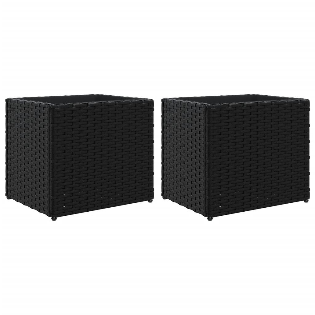 vidaXL Blumentopf Pflanzkübel 2 Stk. Schwarz 36x30x32 cm Poly Rattan (2 St)