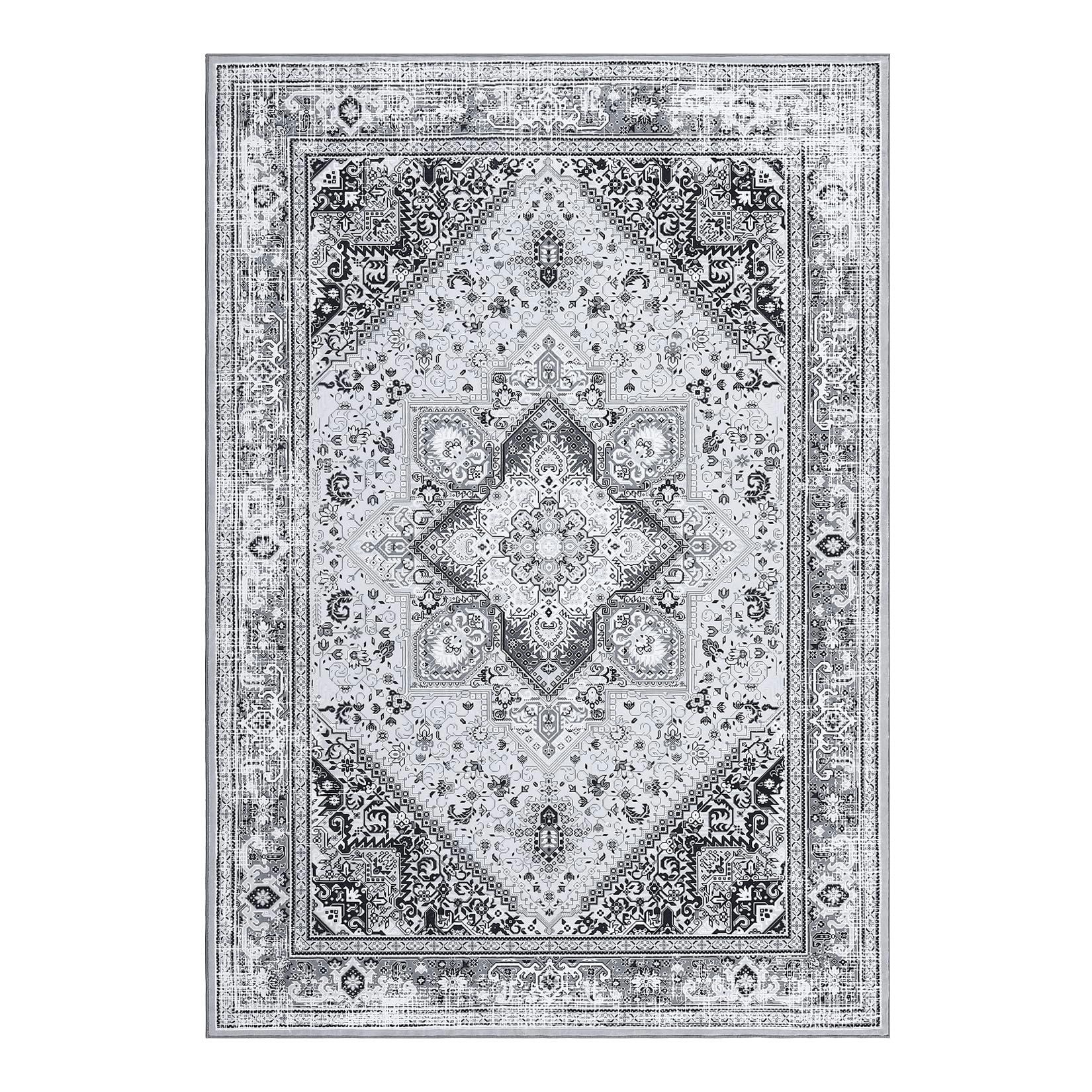 GarveeMore Teppich Vintage Anmut Orientteppich Niedrigflor-Teppich Designteppich, rechteckig, Maschinenwaschbar Rutschfest für Wohnzimmer, Schlafzimmer, Küche, Flur