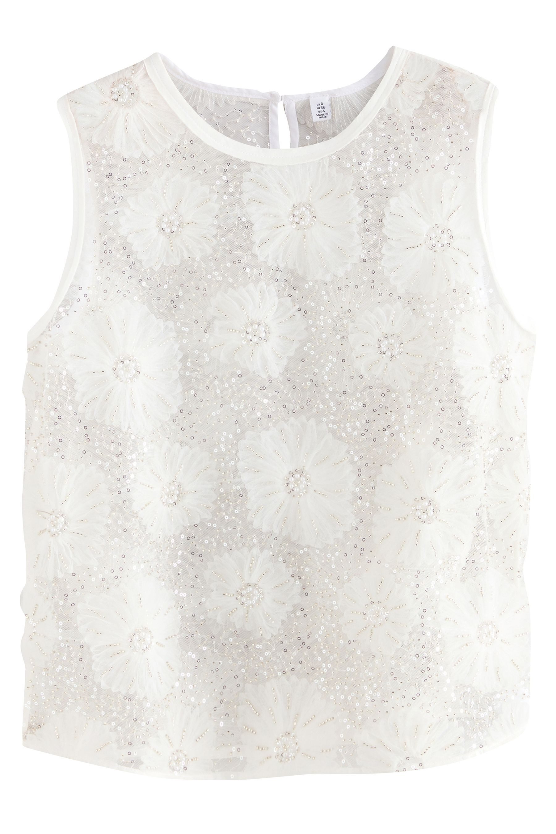 Next Blusentop Perlenbesticktes Paillettentop mit floralem Muster (1-tlg) günstig online kaufen