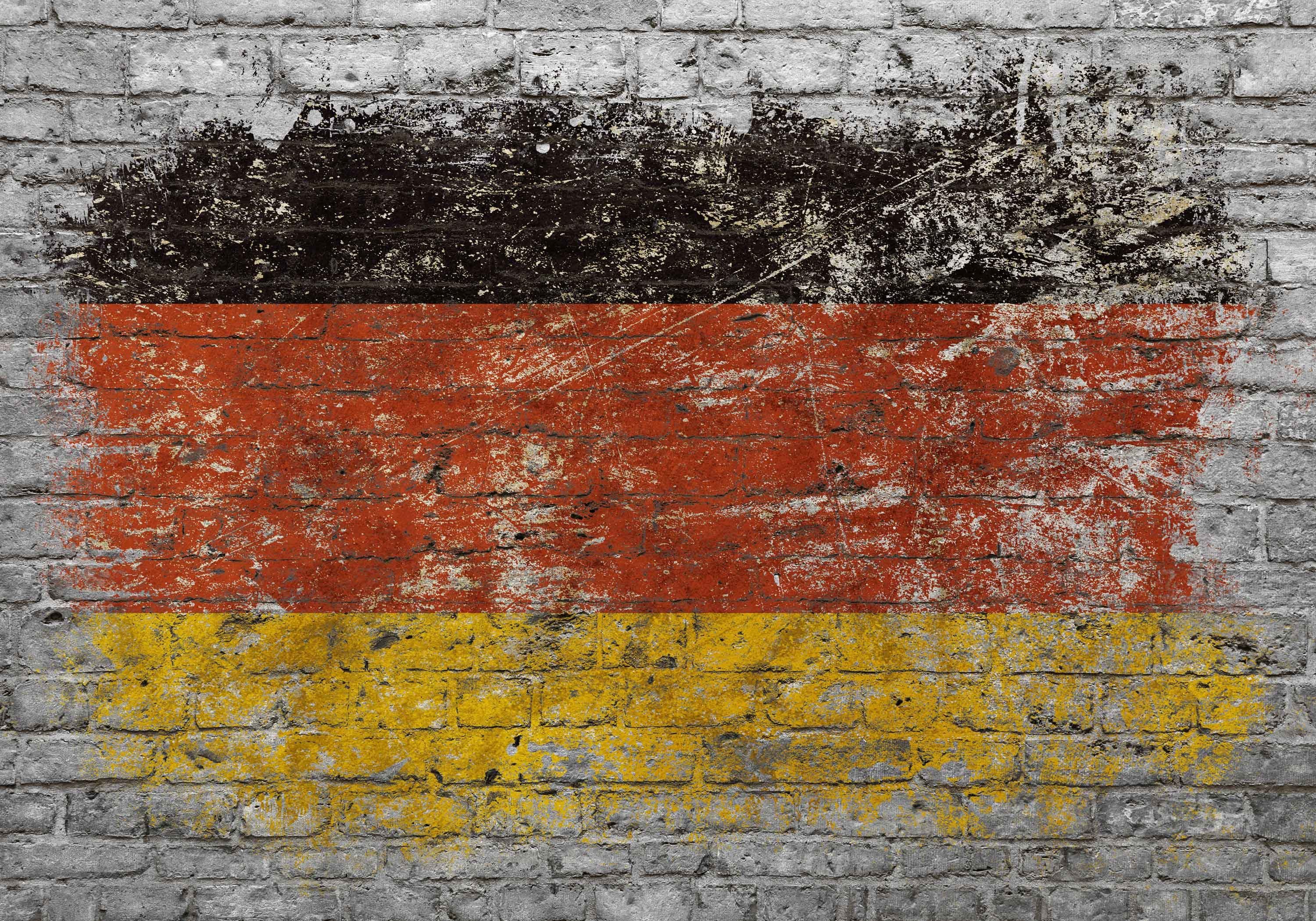 wandmotiv24 Fototapete Flagge Ziegelwand Deutschland, glatt, Wandtapete, Motivtapete, matt, Vliestapete