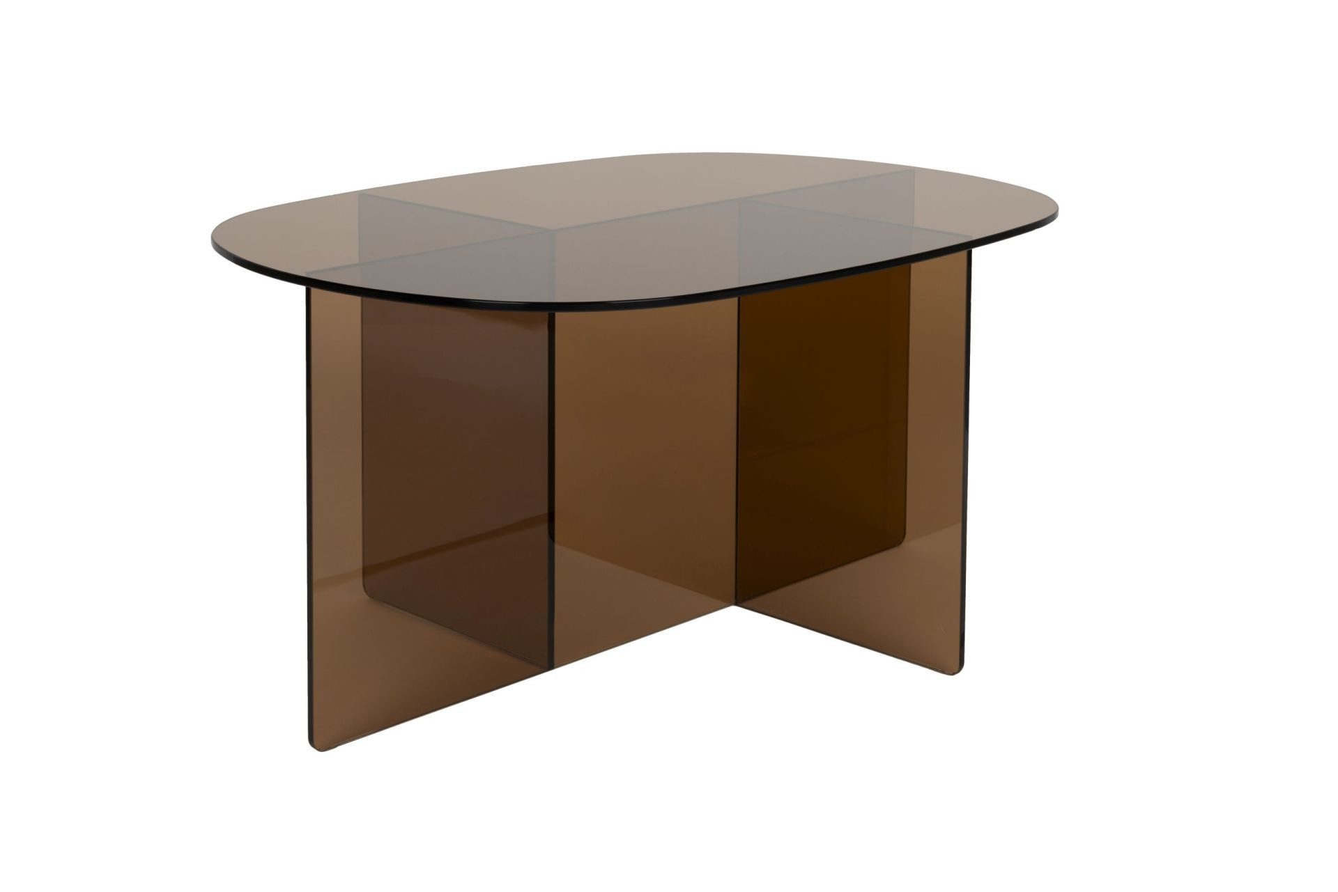 Zuiver Couchtisch Retro Beistelltisch Linea braunes Glas oval