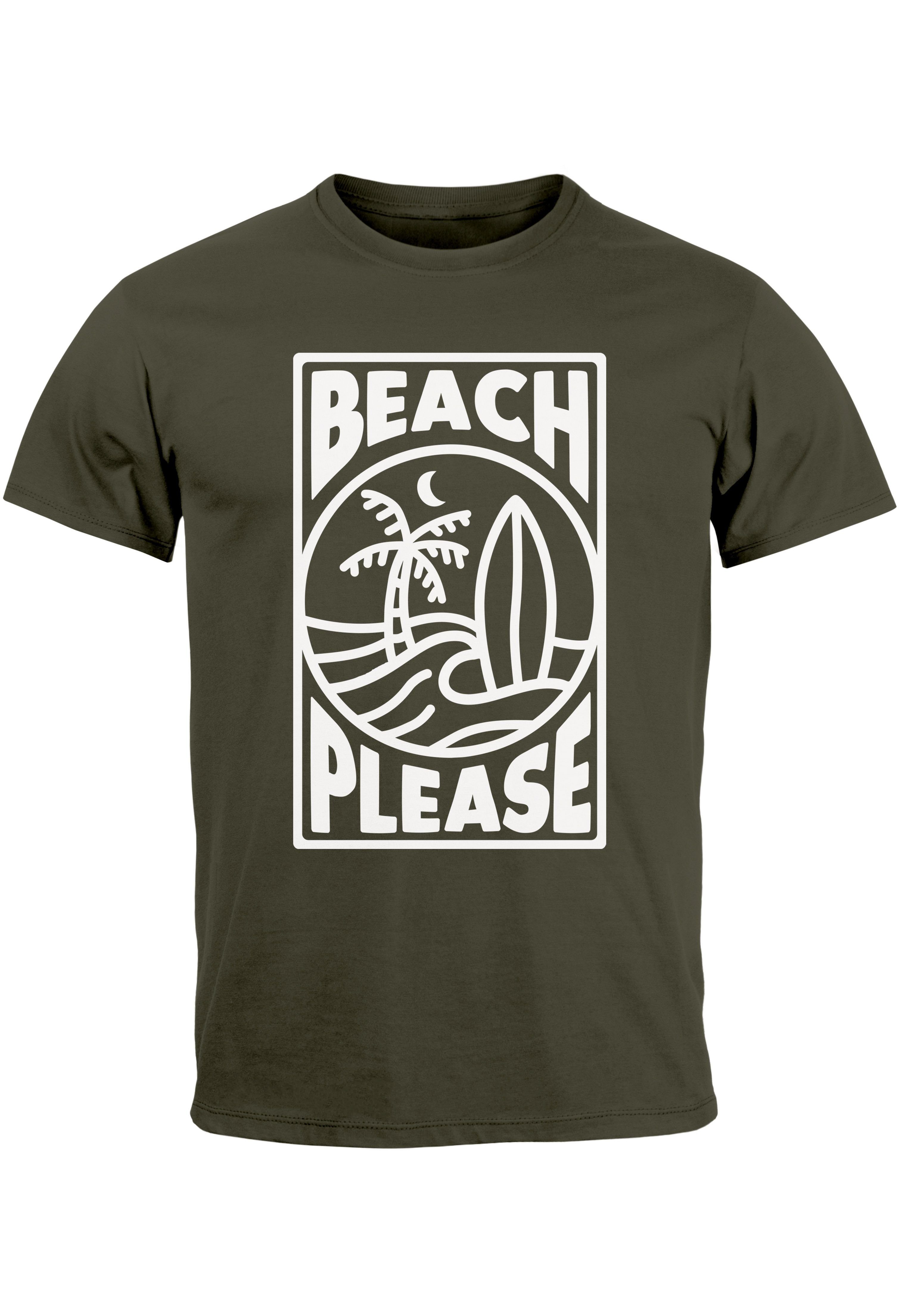 Beach Surfboard T-Shirt Welle Please army Print-Shirt Print mit Print Surfing Wave Neverless Herren Sommer