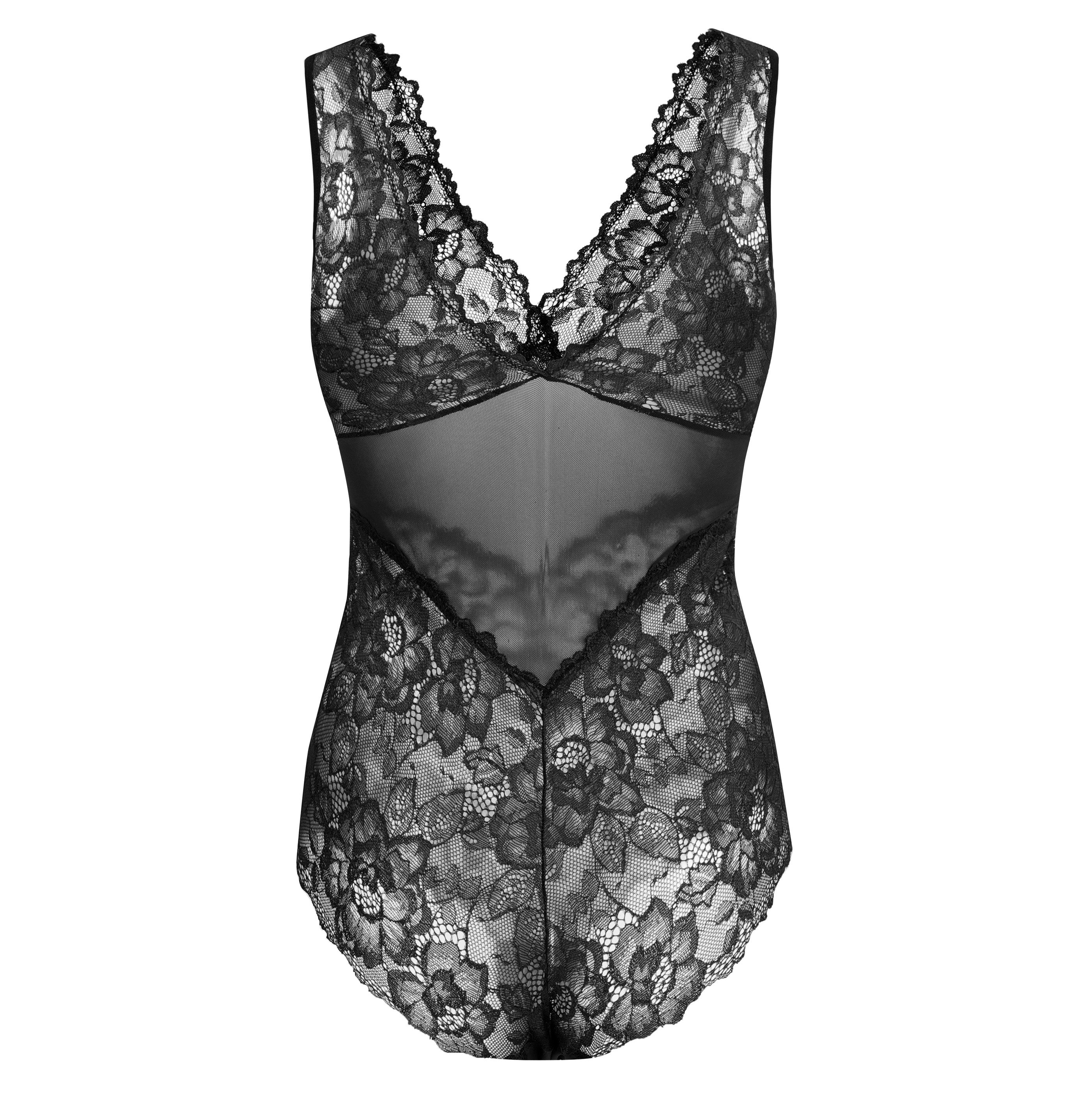 Evoni Body Damen sexy Tüllbody Spitzenslip