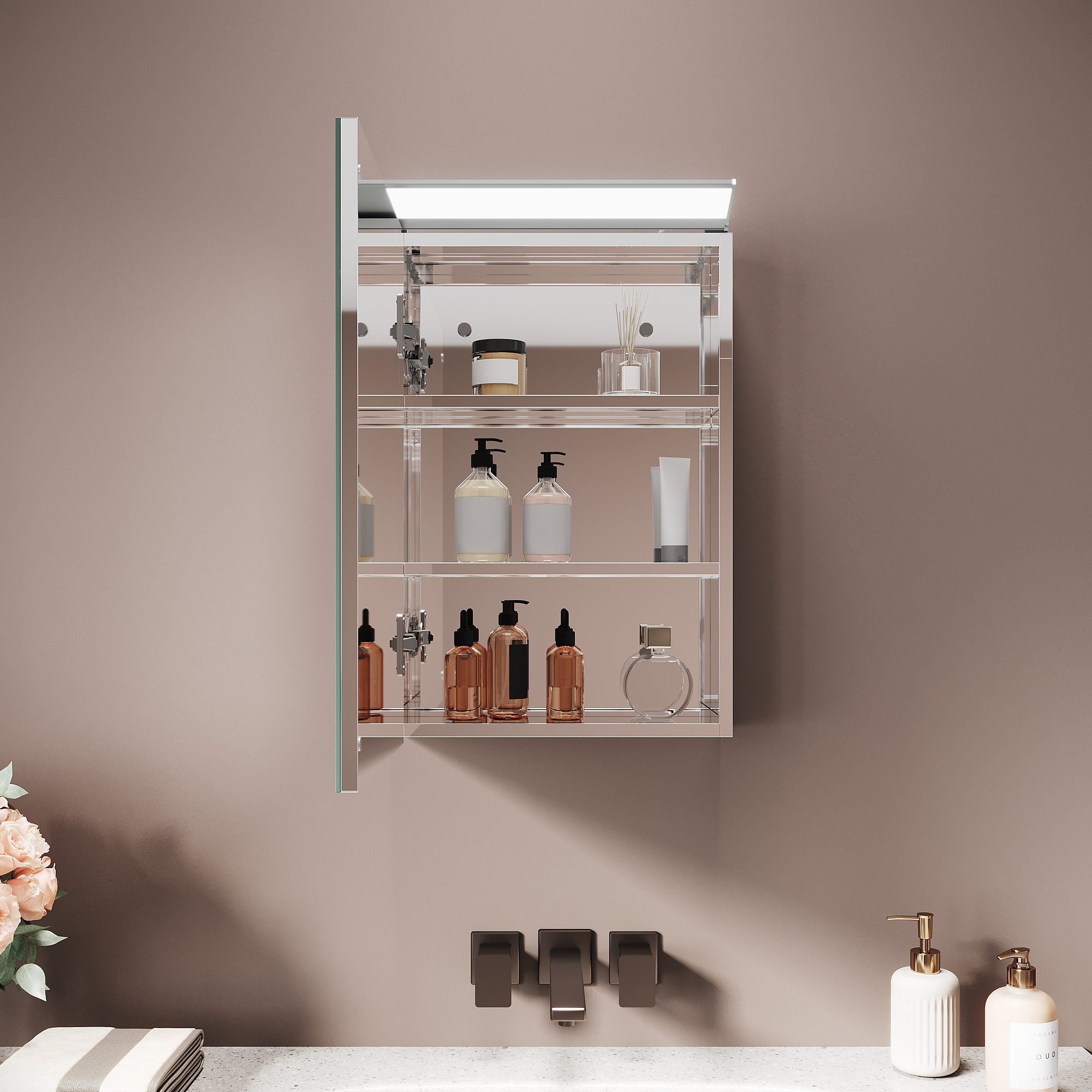SONNI Spiegelschrank Spiegelschrank Badezimmerschrank 36×52cm Bestseller mit 8K Hochglanz-Frontbeleuchtung – Bild 4 von 5
