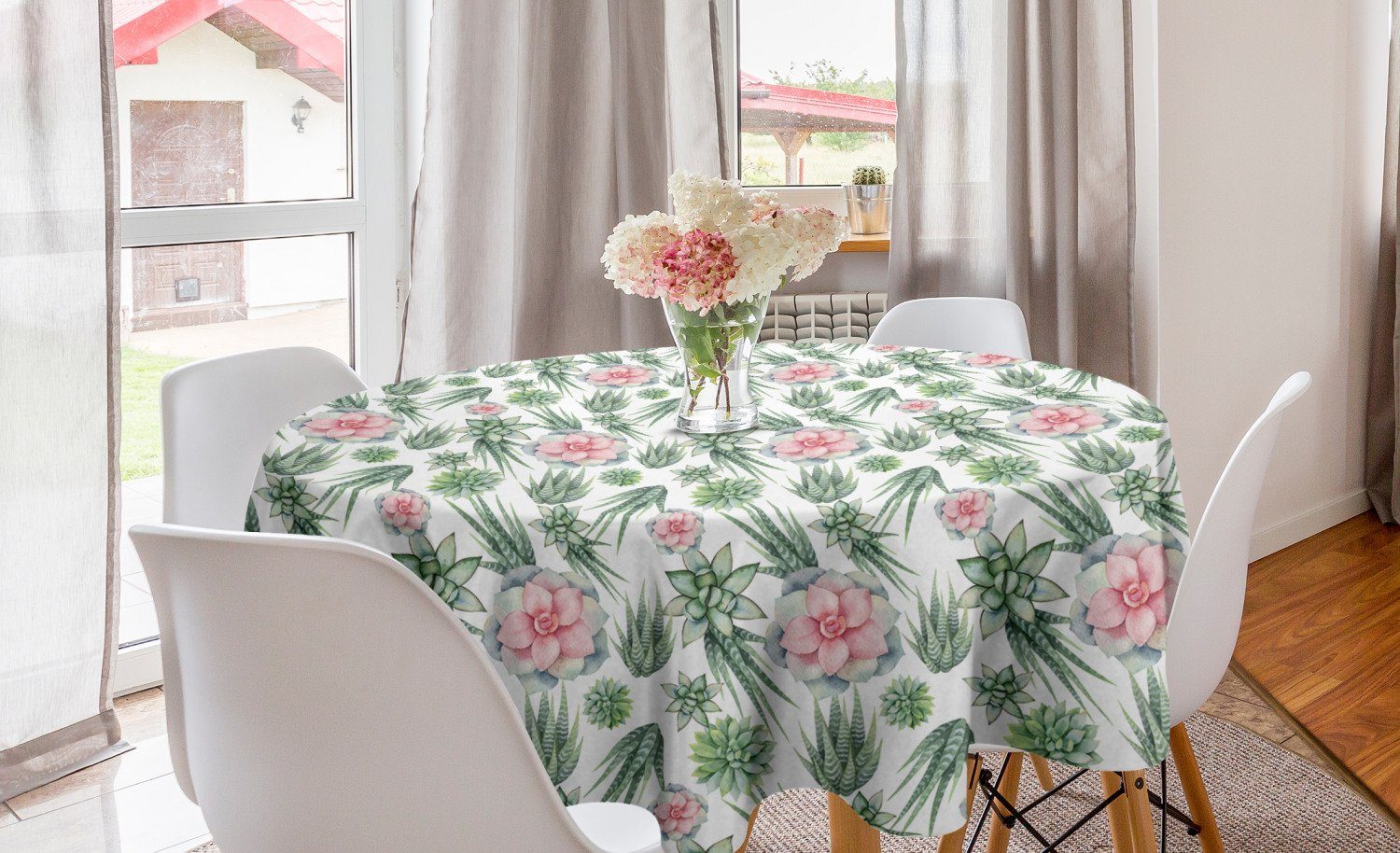 Abdeckung Küche Tischdecke und Kreis Tischdecke Cactus Aquarell Abakuhaus Pflanze Blumen Dekoration, für Esszimmer
