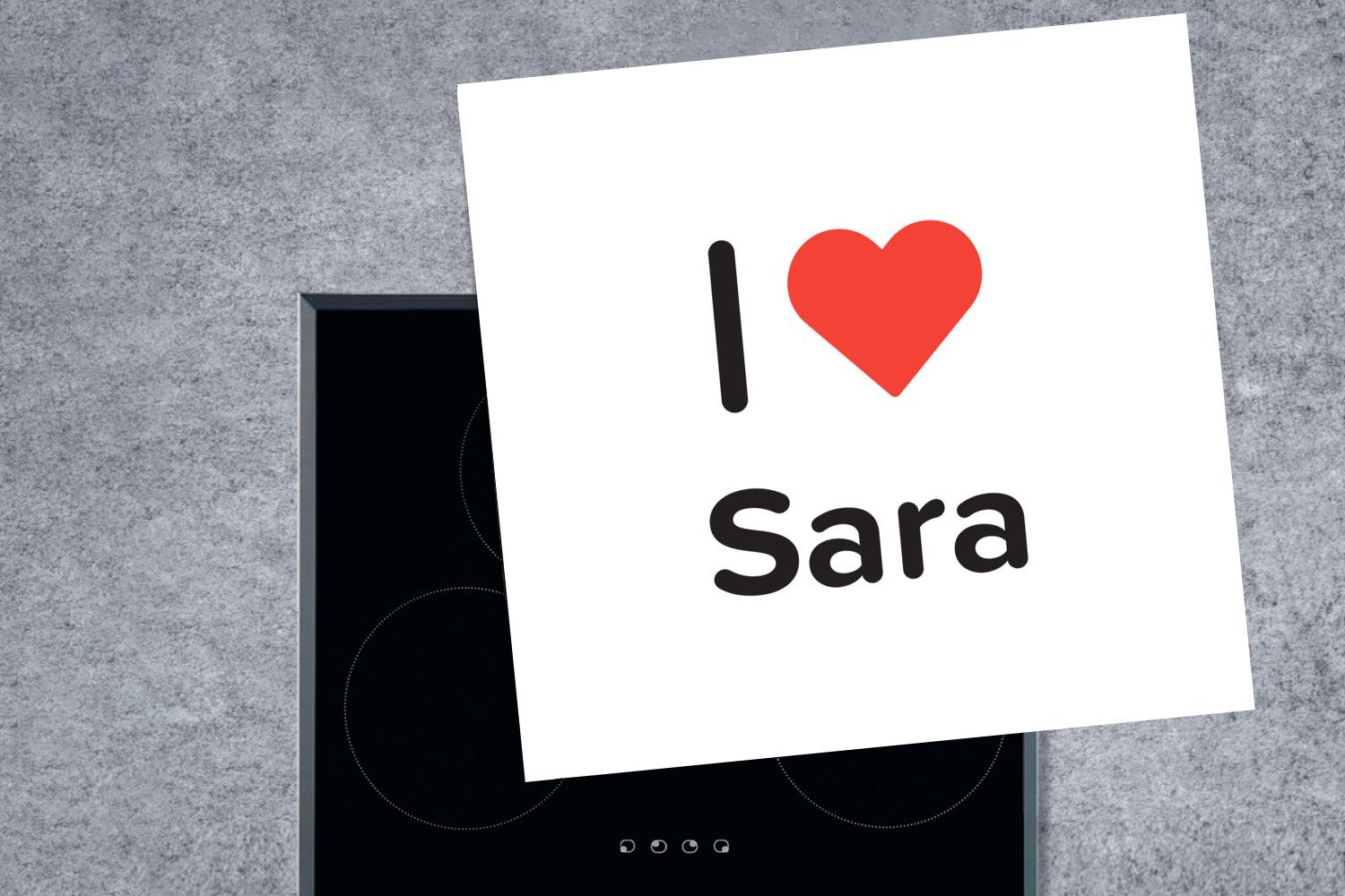 Mädchen, Ich Sara Arbeitsplatte liebe Herdblende-/Abdeckplatte für 78x78 (1 tlg), - MuchoWow - Vinyl, küche Ceranfeldabdeckung, cm,