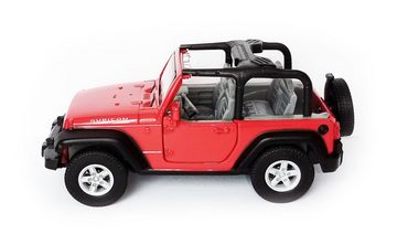 Welly Modellauto JEEP Wrangler Rubicon Metall Modellauto Modell Auto 56 (Rot zu), Spielzeugauto Kinder Geschenk
