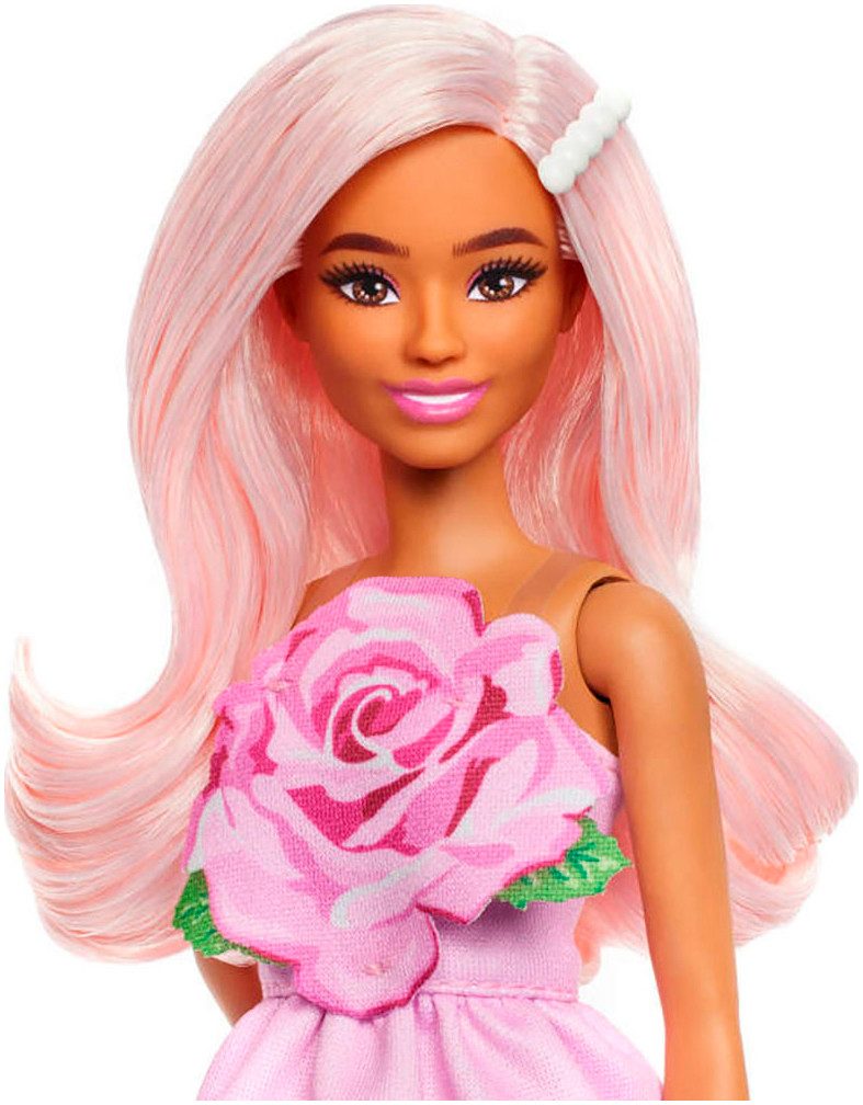 Barbie Anziehpuppe Fashionista Puppe mit Rosenkleid günstig online kaufen