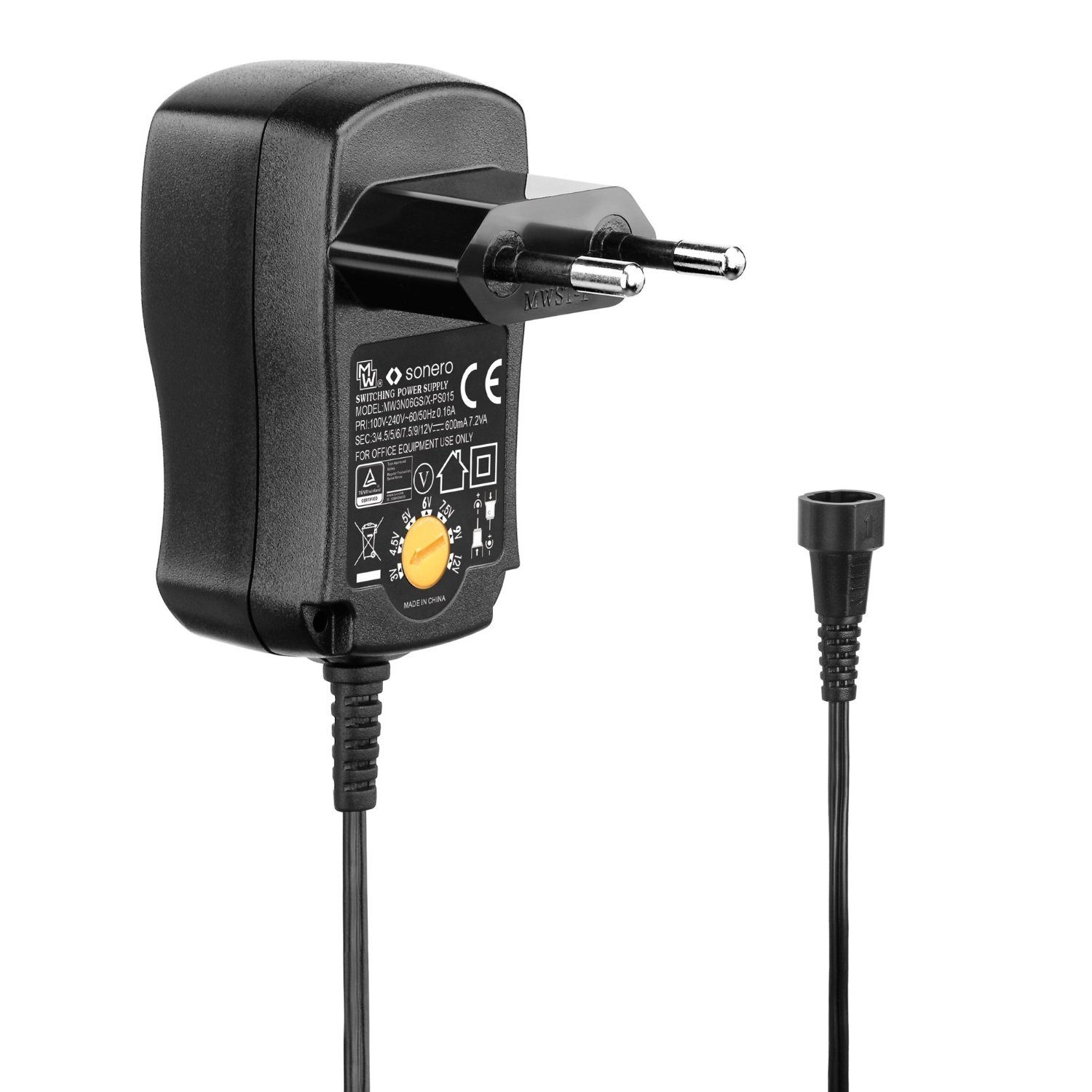 conecto Universal Stecker Netzteil (3V - 12V Drehschalter) mit 8 Adapt Universal-Netzteil
