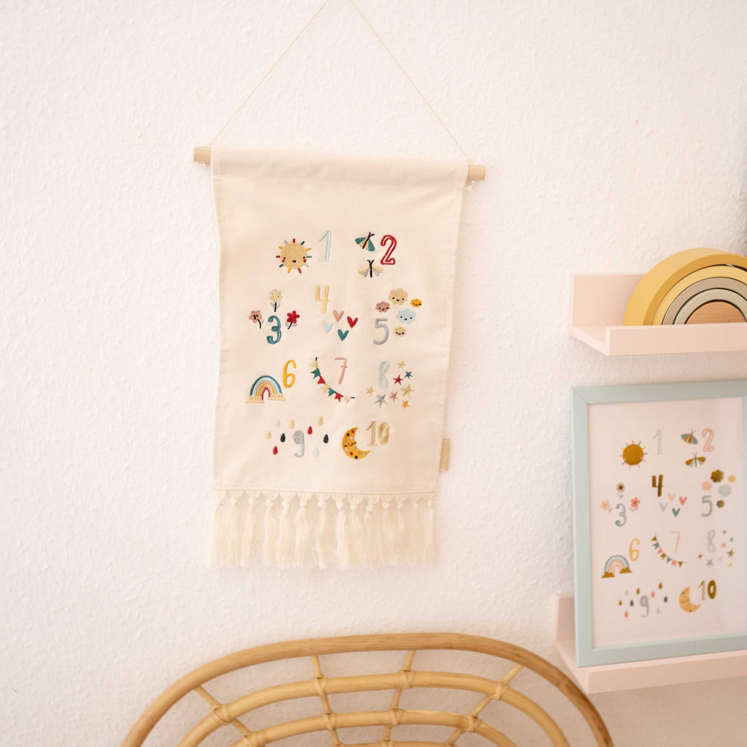 PAPIERDRACHEN Wandteppich Wanddekoration für Kinder aus Stoff - Kinderzimmer - Boho Wandteppich