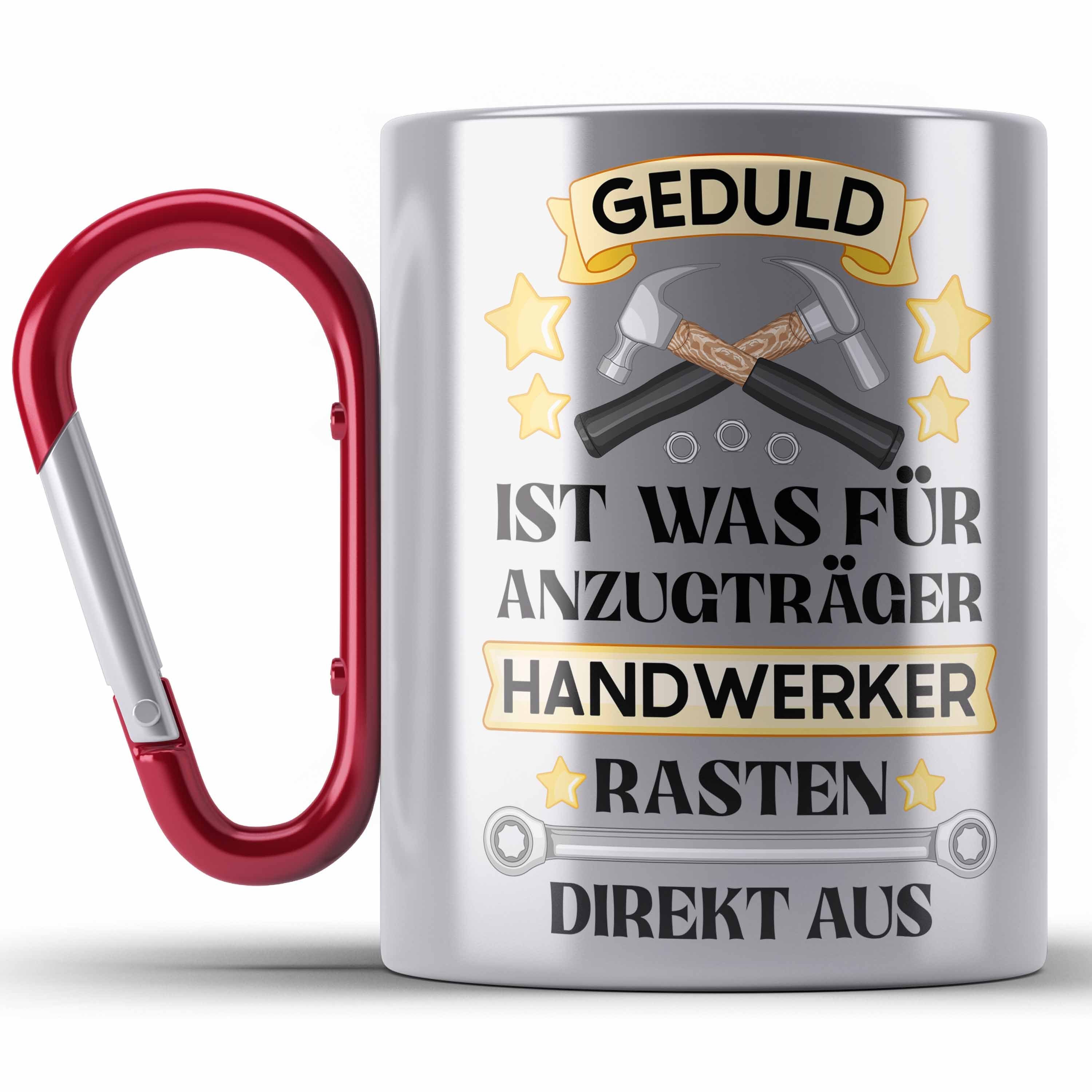 Trendation Thermotasse Handwerker Edelstahl Tasse mit Spruch Geschenke für Handwerk KaffeeEde Rot
