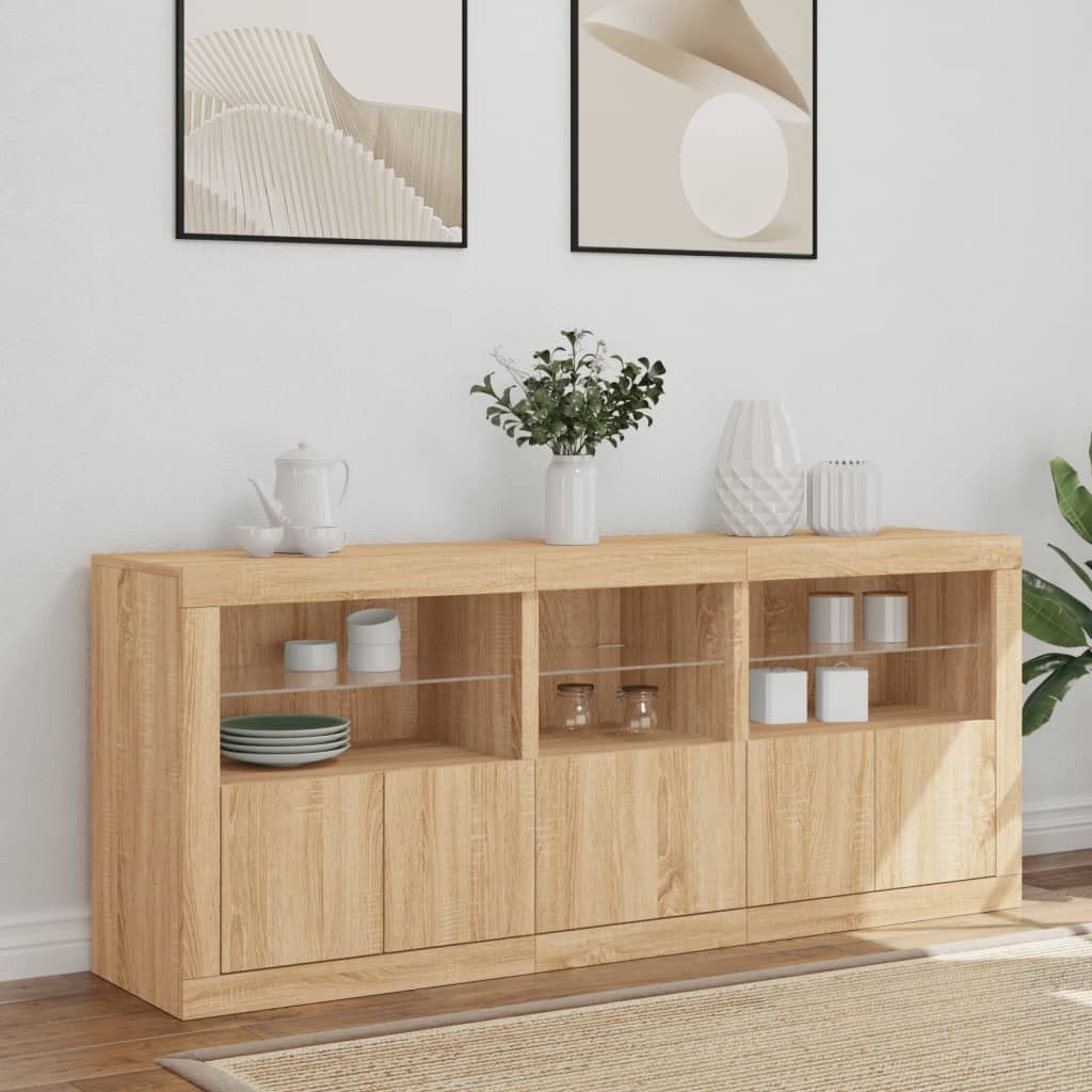 vidaXL Sideboard Sideboard mit LED-Leuchten Sonoma-Eiche günstig online kaufen