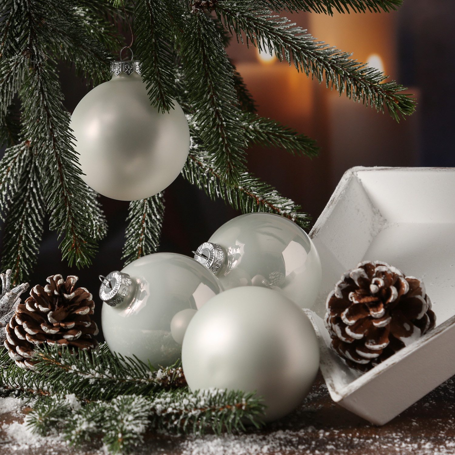 MARELIDA Weihnachtsbaumkugel Christbaumkugeln Weihnachtskugeln Glas 8cm glänzend matt weiß 6 Stück (6 St)