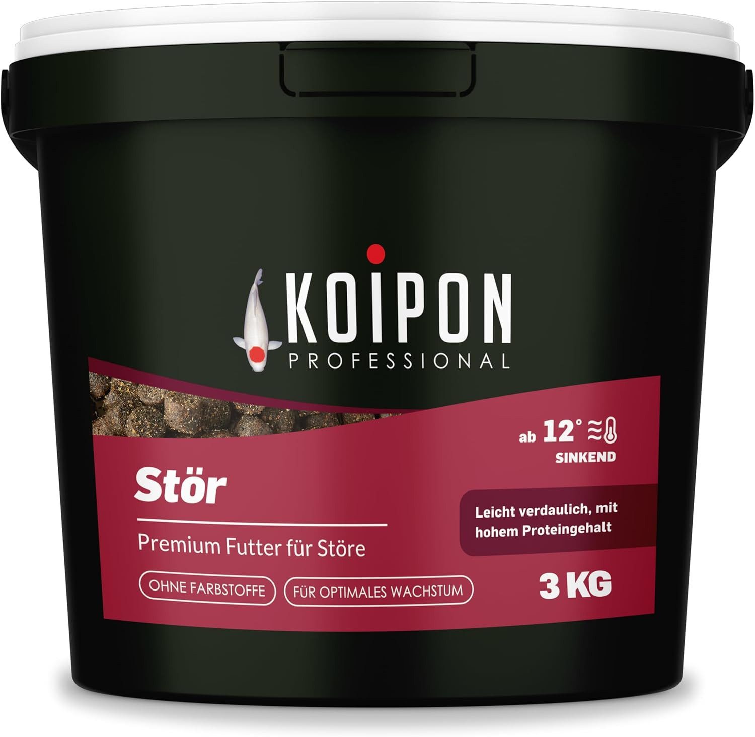 KOIPON KOIPON Premium Störfutter 6mm sinkend für Störe & Koi, Trockenfutter für: Störe, Koi, Teichfische, Sinkfutter, Störfutter, Hoher Proteingehalt, Made in Germany