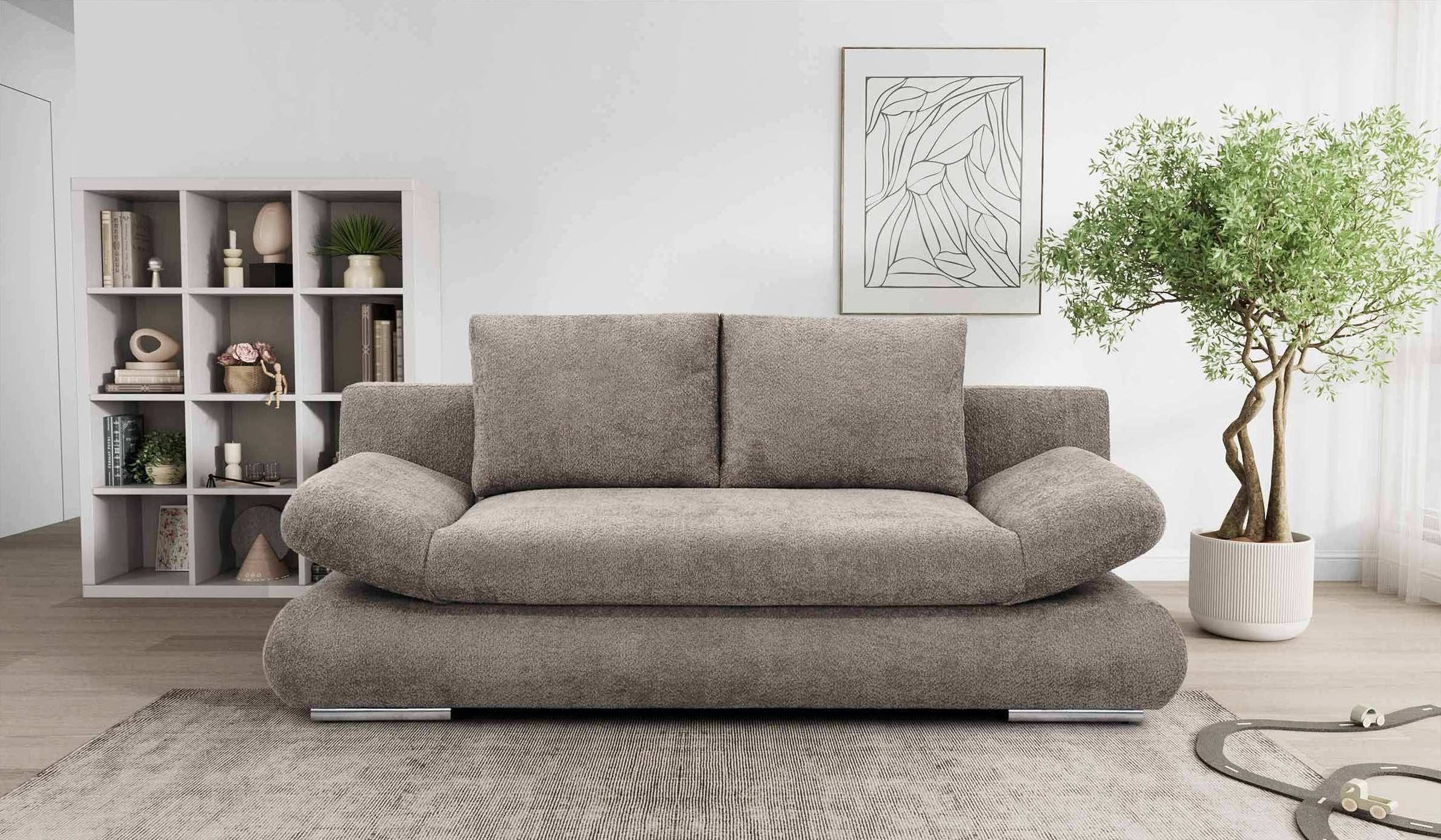 Hygger Möbelhaus Schlafsofa NEXT Schlafsofa, Cappuccino/braun, Bezug Clivia