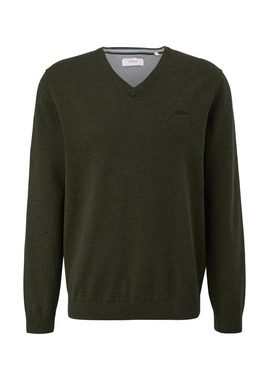 s.Oliver Strickpullover in melierter Optik mit Logo-Stickerei