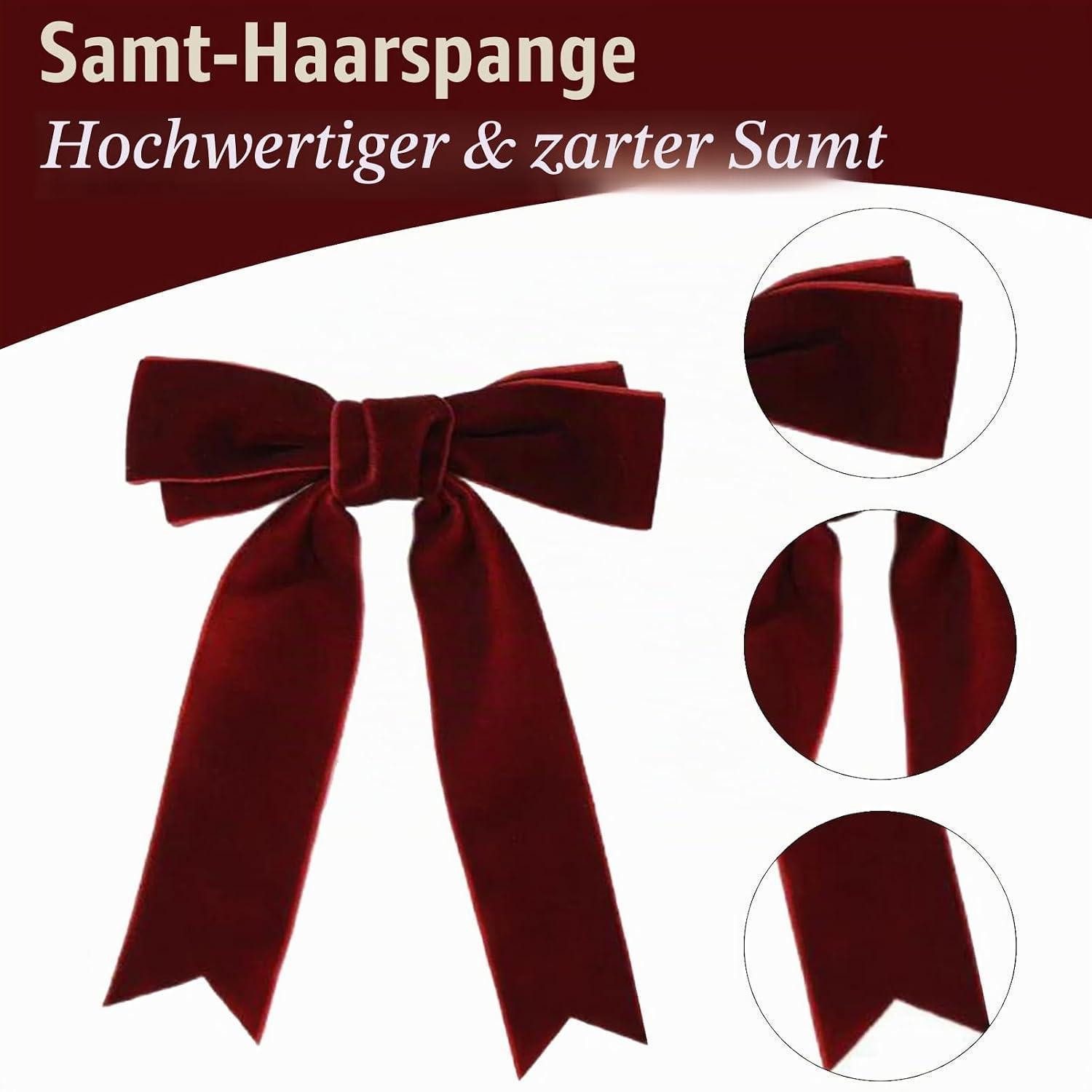 LuxusKollektion Haarspange Samt-Haarschleifenclips Weinrot 2Stück