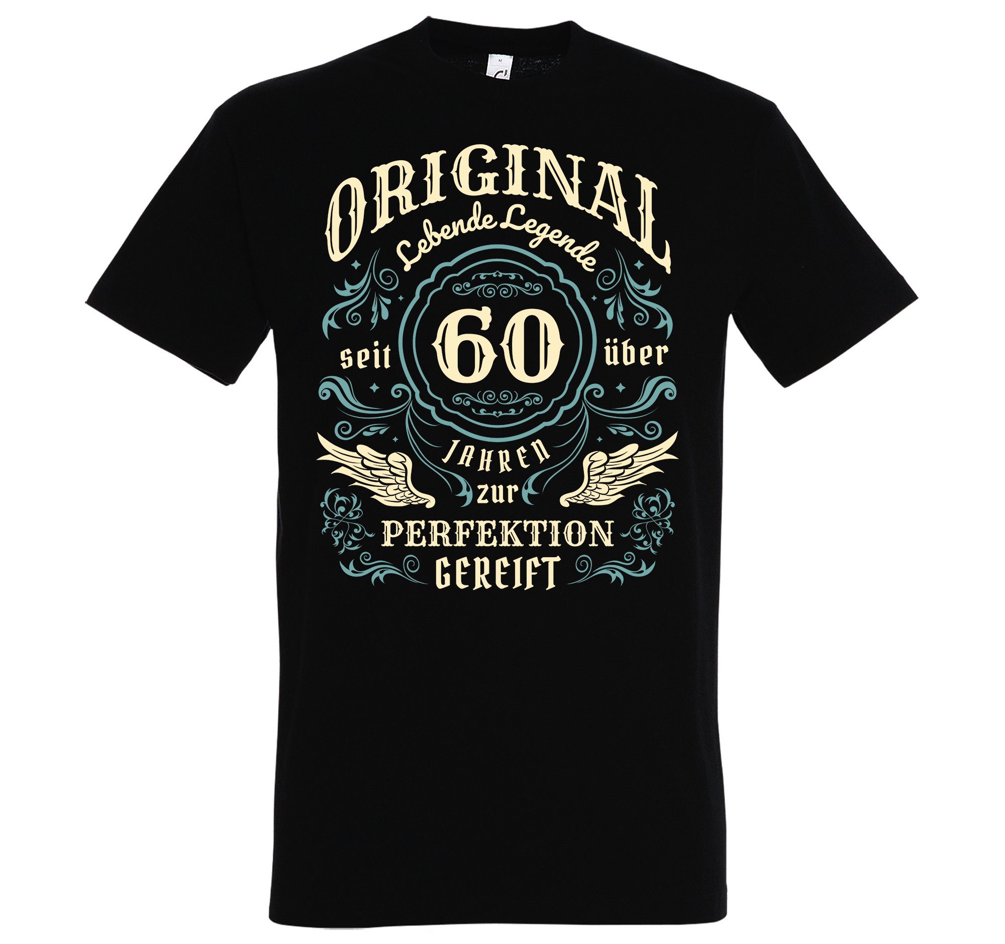 Herren T-Shirt Designz Frontprint Schwarz mit Jahren" Seit 60 "Lebende lustigem Shirt Youth Legende Geburtstatgs