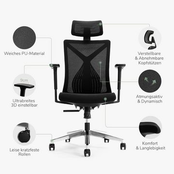 Novilla Bürostuhl, Ergonomisch Schreibtischstuhl, Hoher Rücken Stuhl mit Verstellbarer