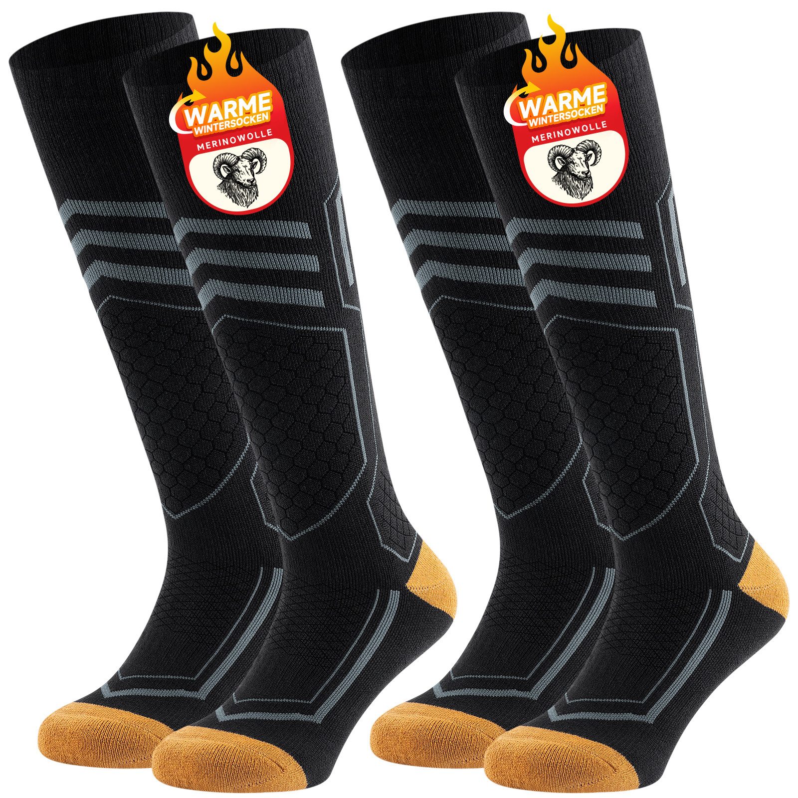 TANSTC Skisocken Merino Warme Socken Herren Damen Dicke Thermosocken Ski Kniestrümpfe Wärme, hohe Elastizität, klimaregulierend, formstabil, hautfreundlich