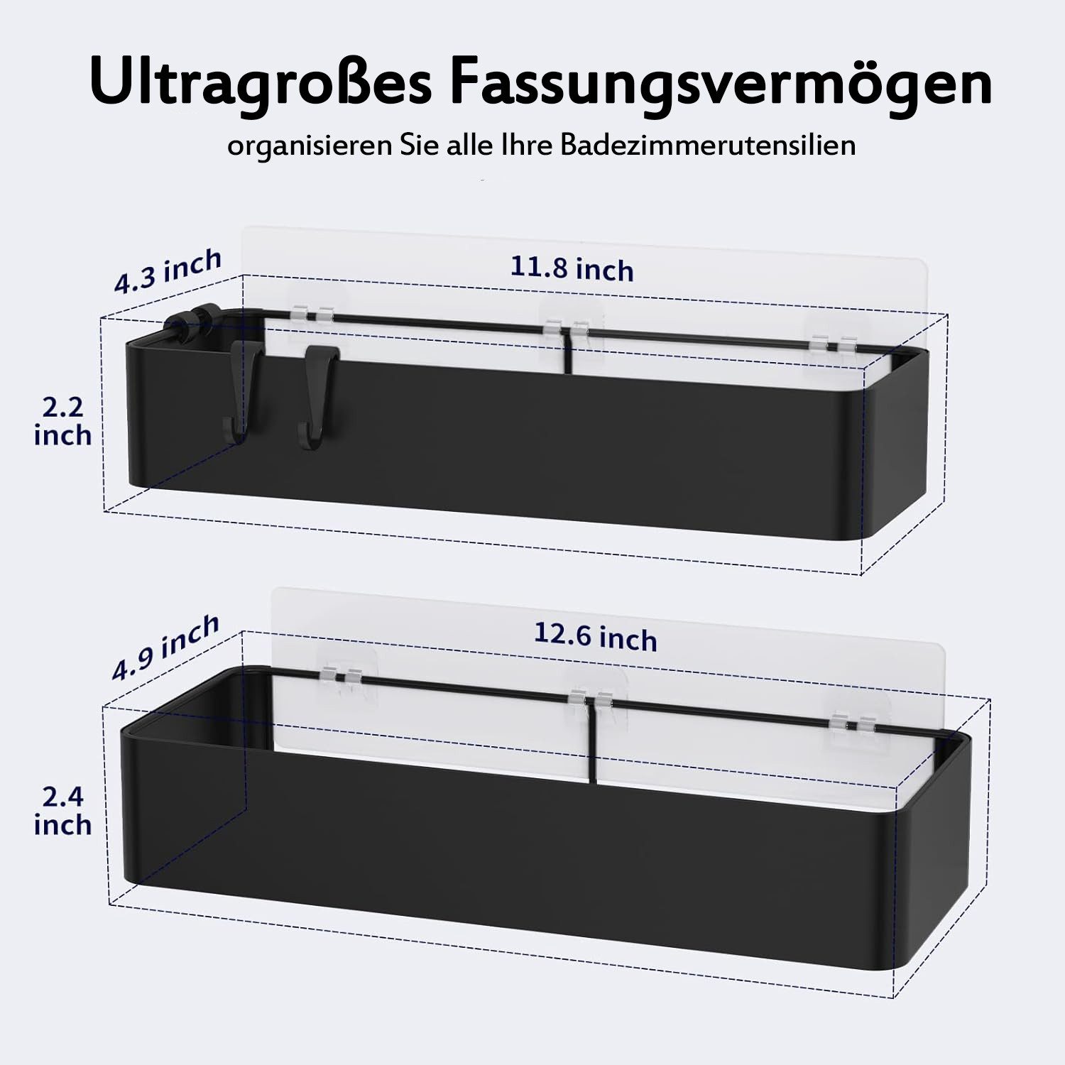 TUWENA Duschablage 2 Stück Ohne Bohren Rostfreie Organizer, Badregal mit großer Kapazität – Bild 3 von 5