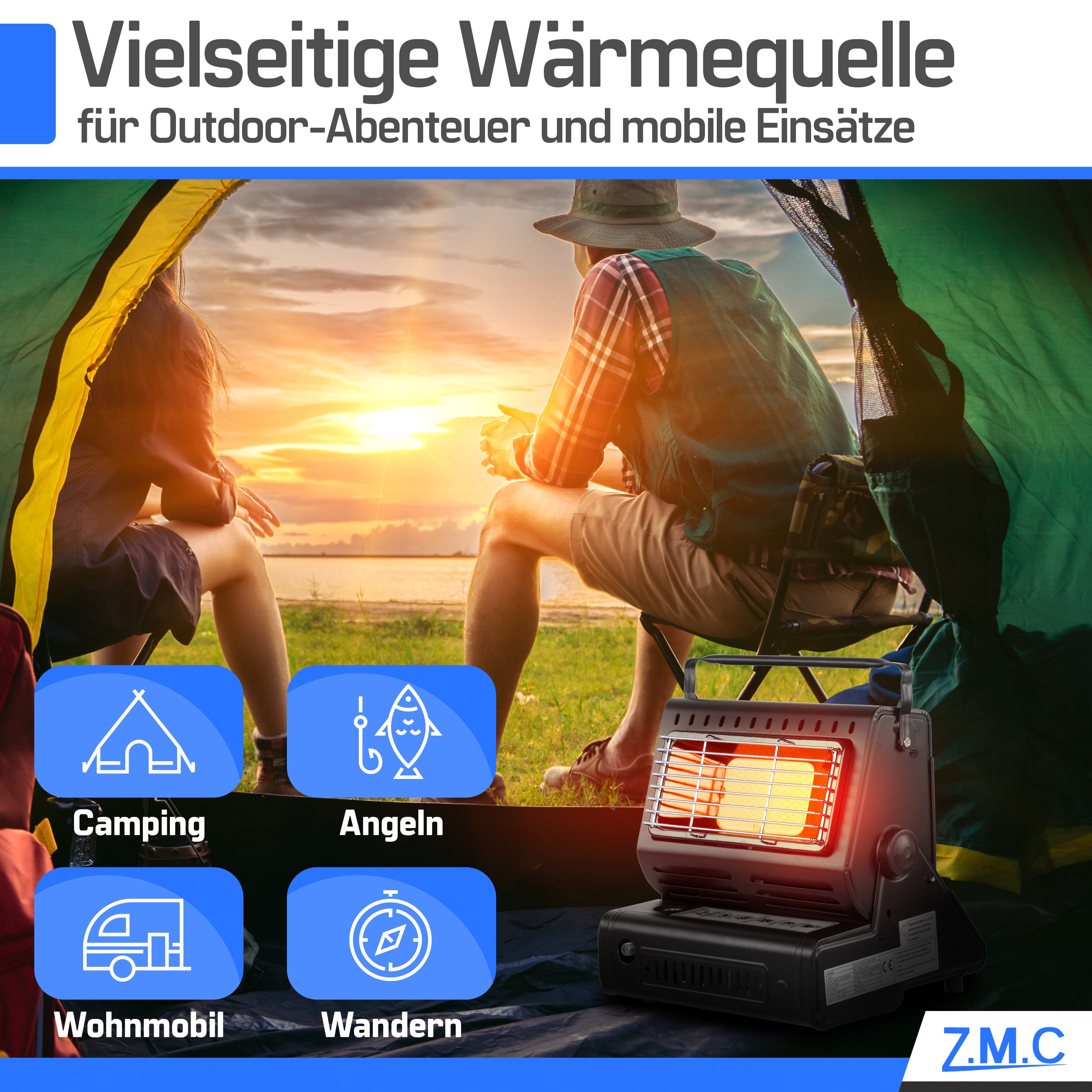 ZMC Heizgerät 2in1 Tragbare Gasheizung + Camping Gas Kocher Heizung Heizstr günstig online kaufen