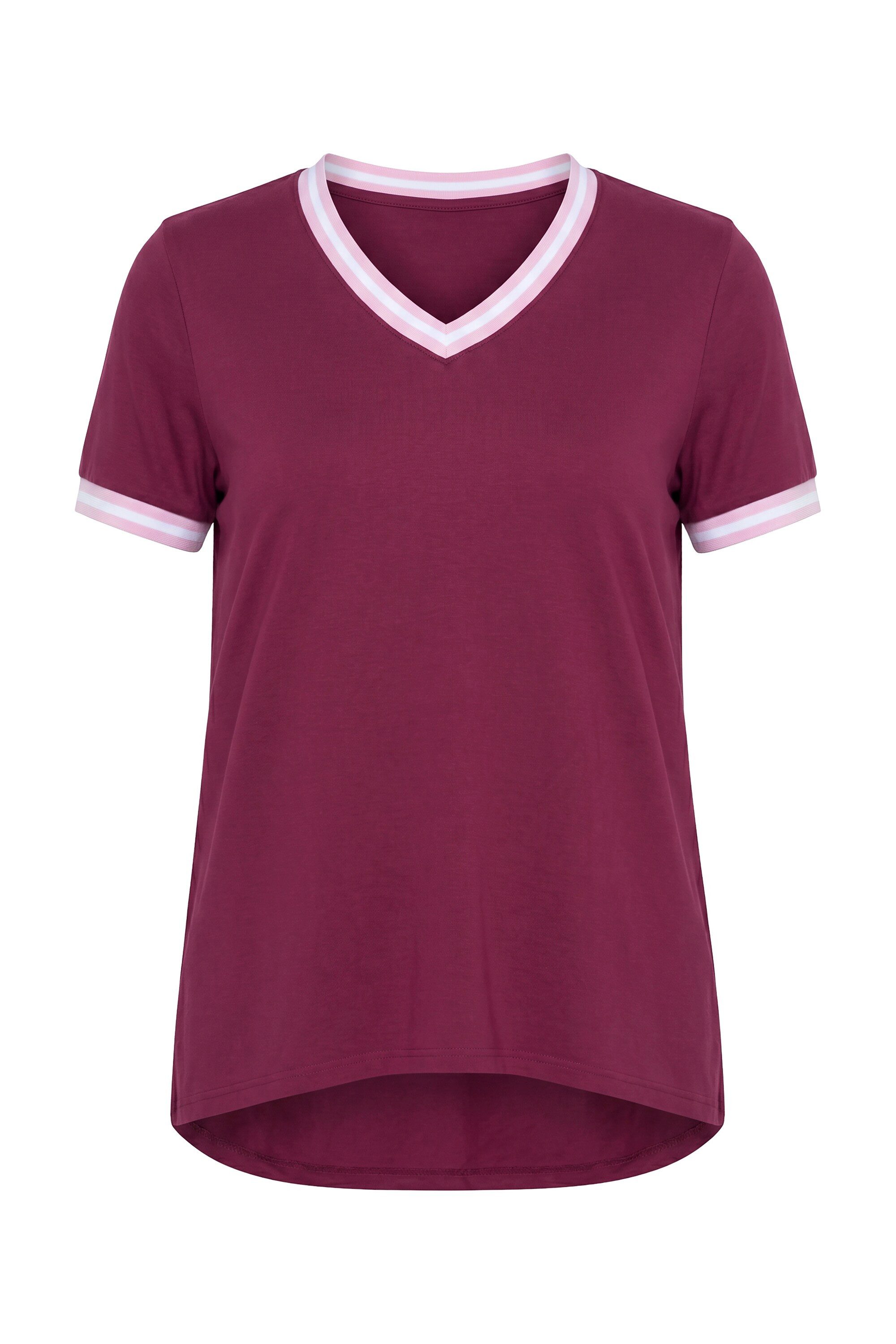 MIAMODA T-Shirt T-Shirt A-Linie Streifenbündchen gerundeter Saum