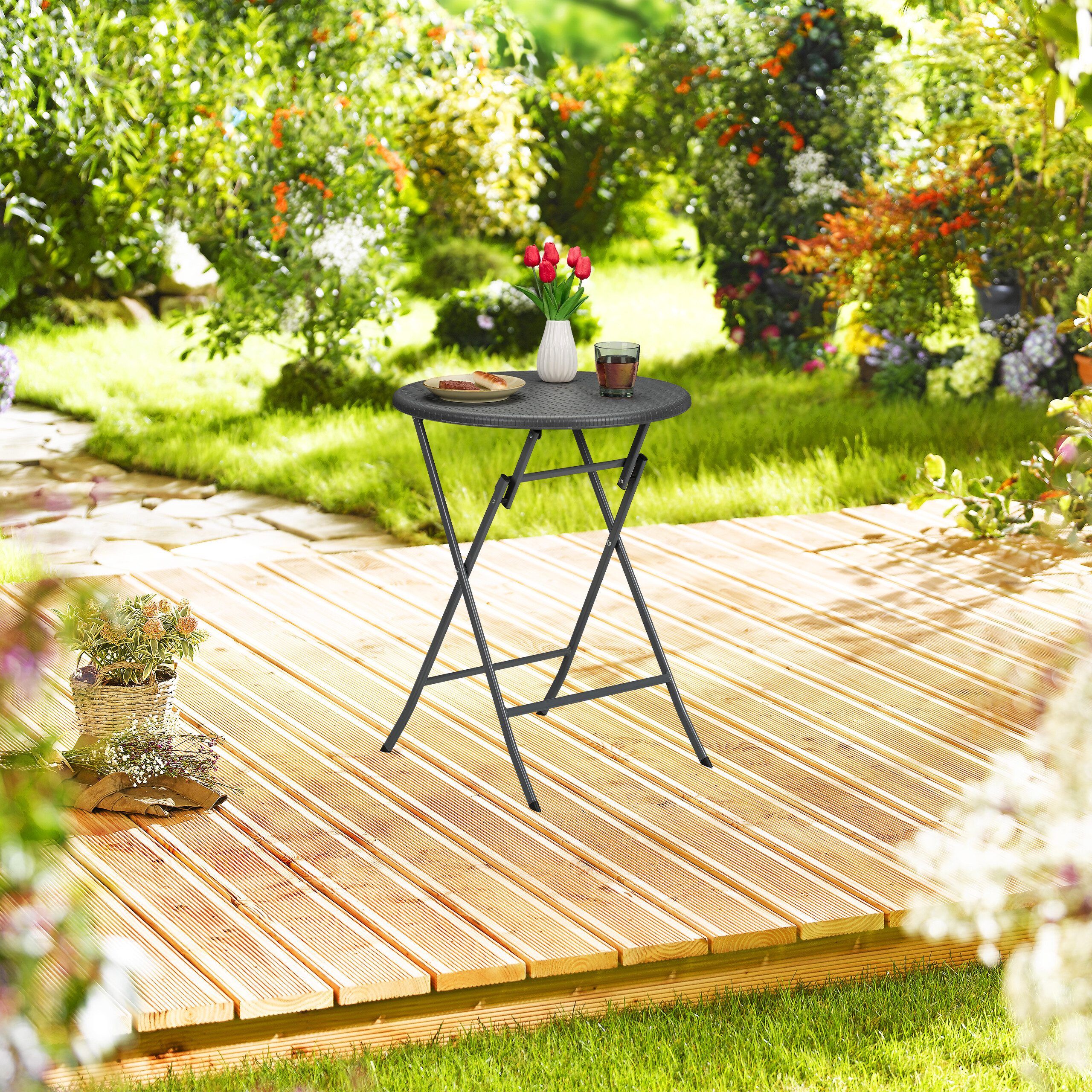 relaxdays Gartentisch Runder Gartentisch in Rattan-Optik, günstig online kaufen