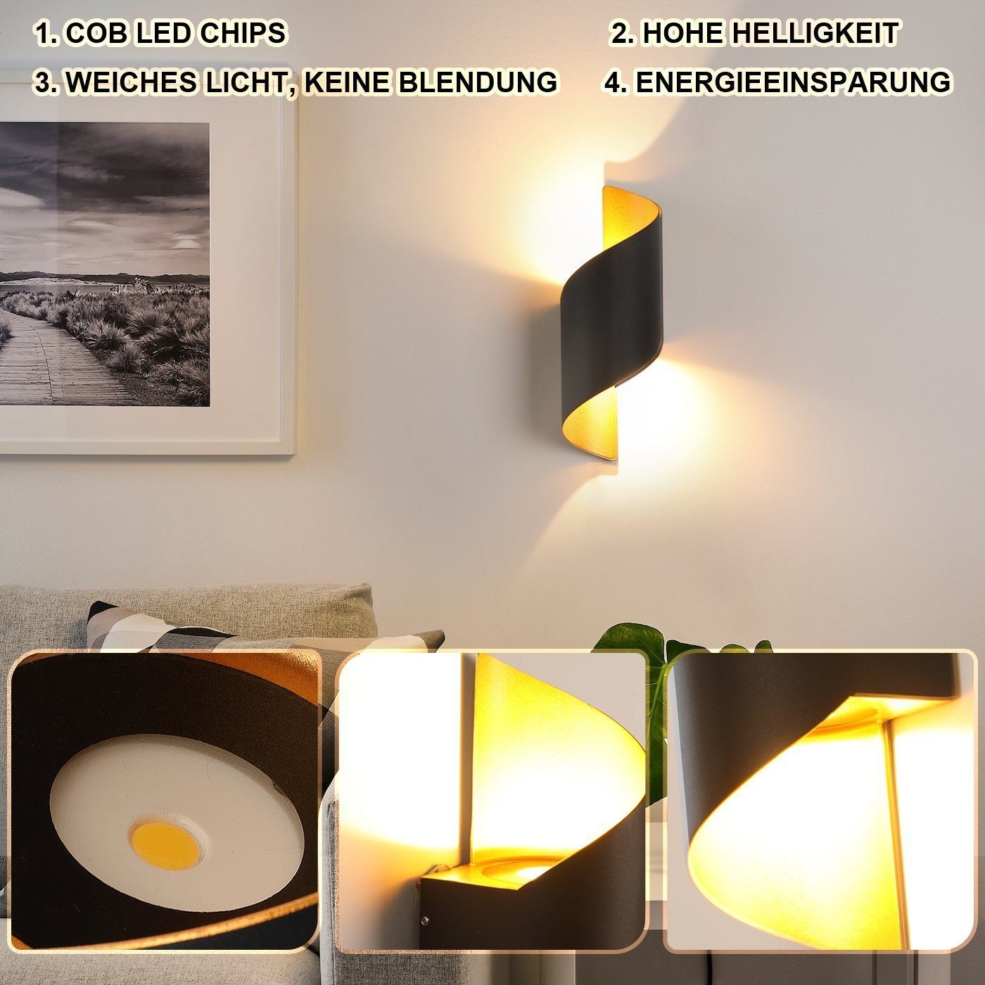 OULENBIYAR Wandleuchte 10W LED Wandleuchte, Moderne günstig online kaufen