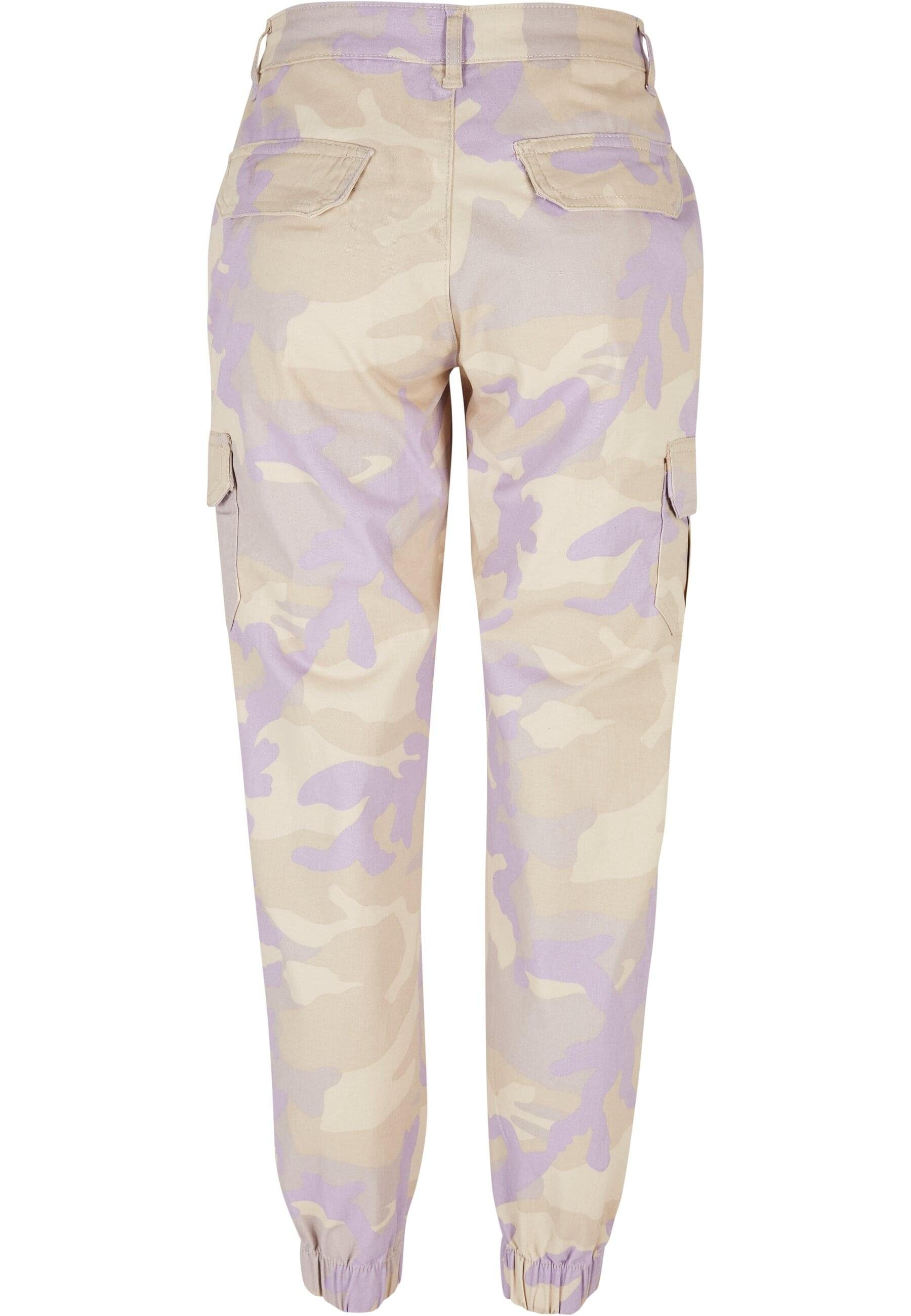 URBAN CLASSICS Camo Cargo Pants Waist (1-tlg) Ladies Damen High Cargohose lilaccamo