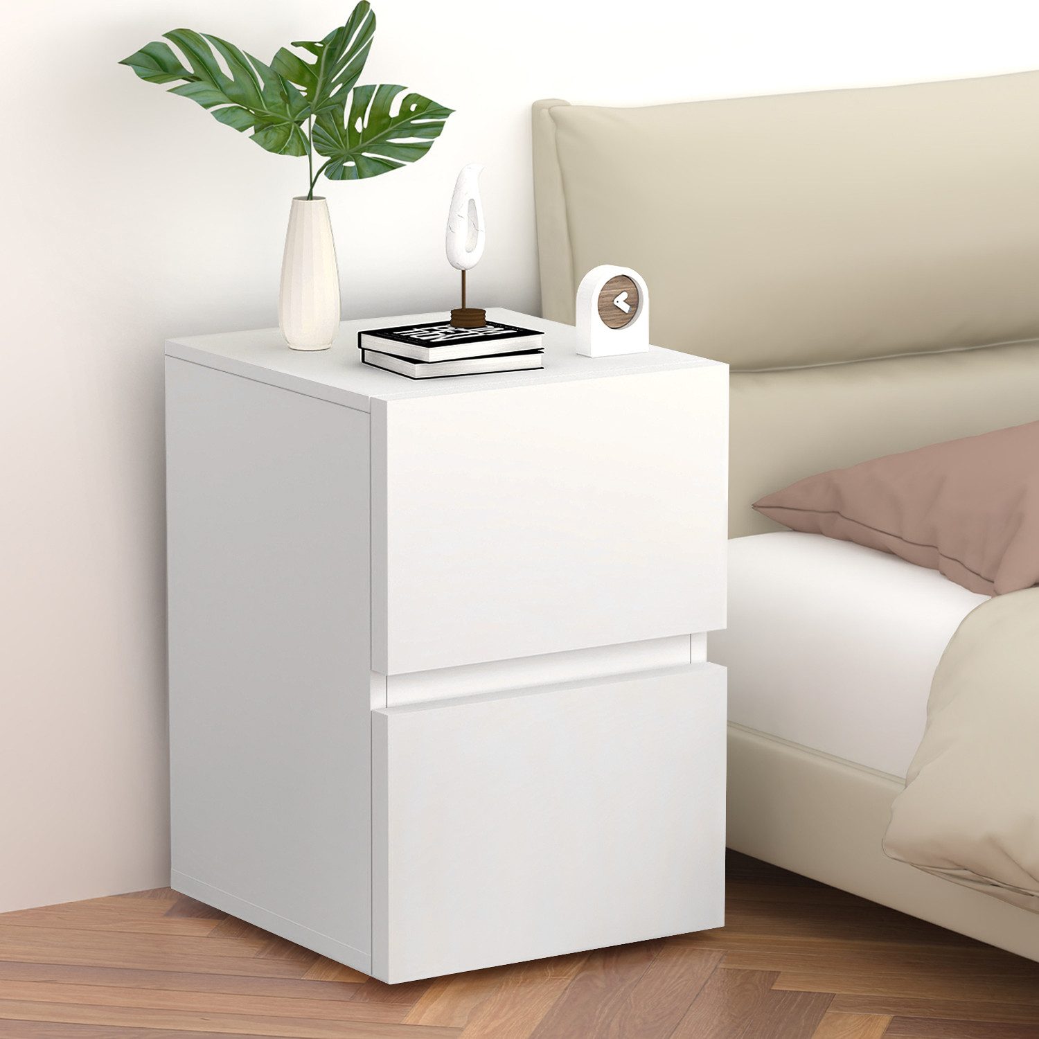 oyajia Nachttisch Nachtschrank mit 2 Schubladen für Schlafzimmer Wohnzimmer günstig online kaufen