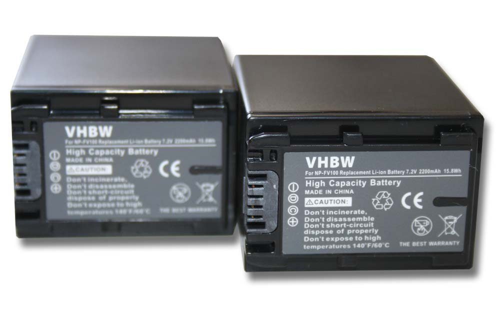 vhbw kompatibel mit Sony HDR-CX220E, HDR-CX180ER, HDR-CX220EB, HDR-CX220EL Kamera-Akku Li-Ion 2200 mAh (7,2 V)