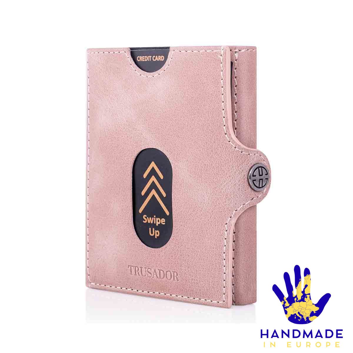 Trusador Mini Geldbörse 'Valencia' - Unisex Slim Wallet - kleiner Leder-Geldbeutel - Münzfach (Handmade, Handarbeit - Made in Europe), Vollnarbenleder, besonders klein, Handarbeit