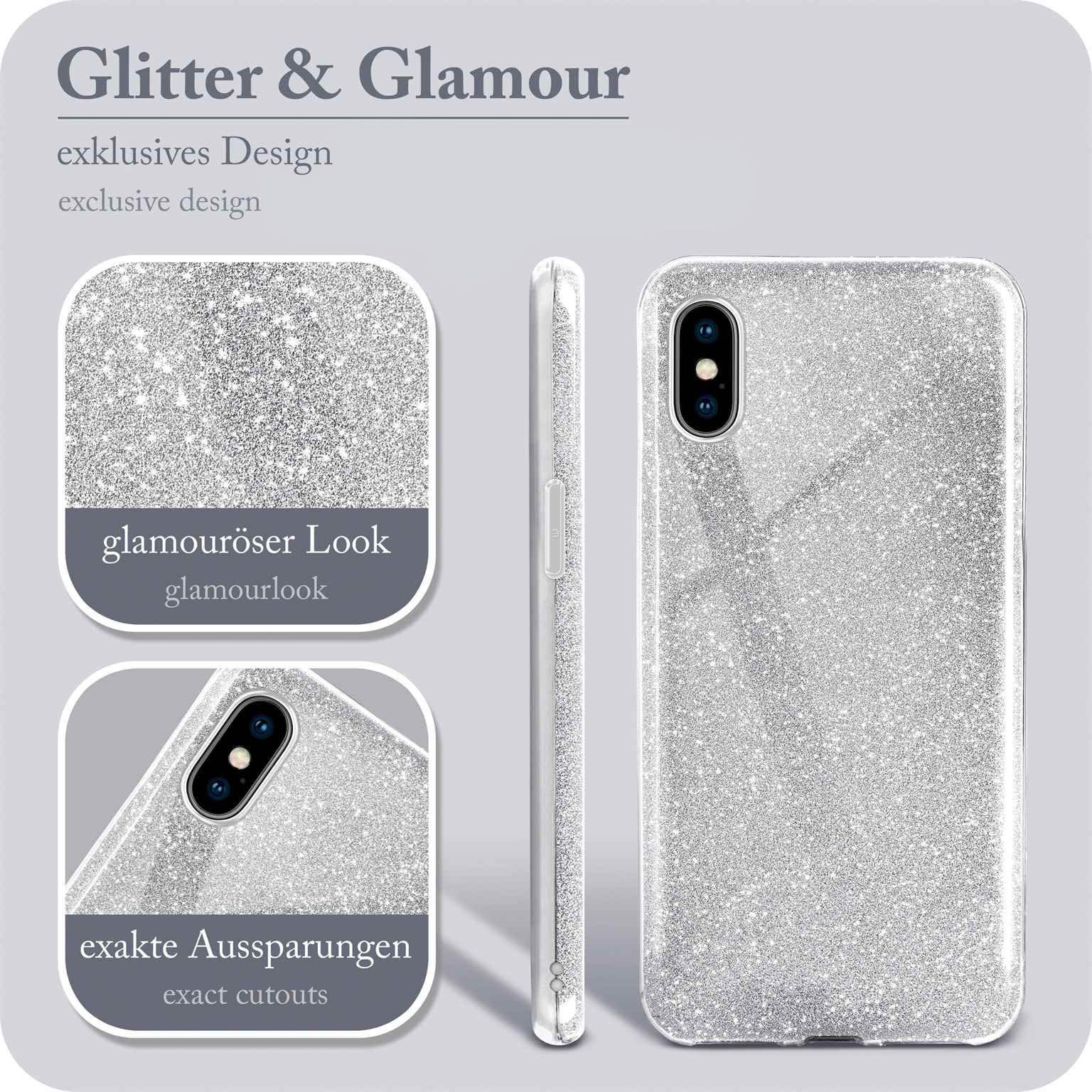 ONEFLOW Handyhülle für iPhone XS Max Glitzer Hülle Glitter Case Silber 6,5 Zoll, Hülle Glitzernd Dünne Schutzhülle mit Kameraschutz Frauen Glitzerhülle